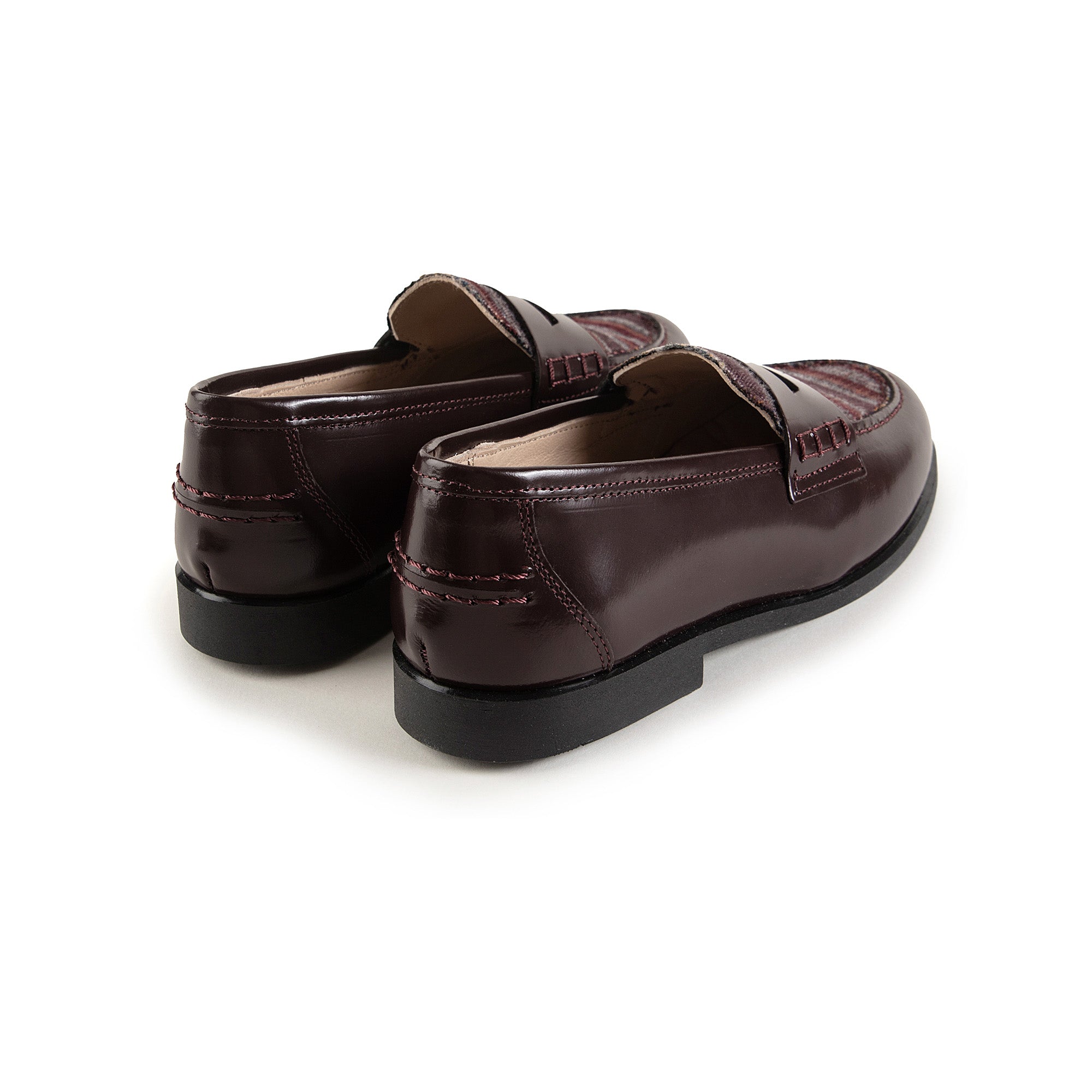 Girls Wine Check Loafer Shoes