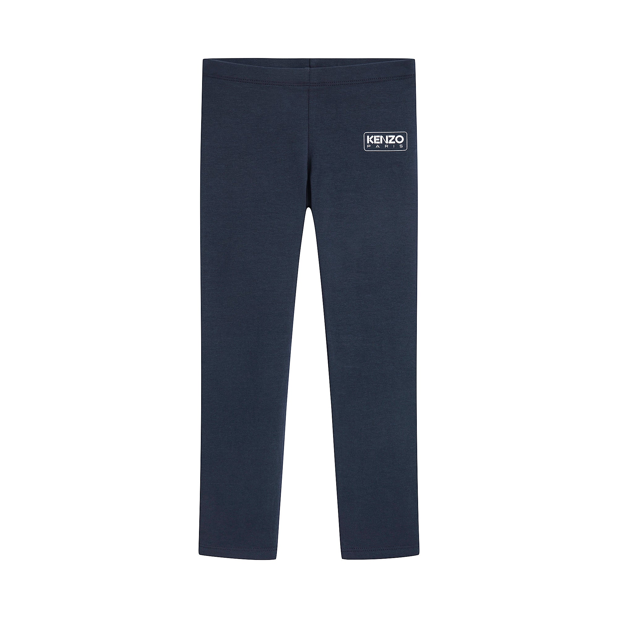 Girls Navy Logo Cotton Leggings