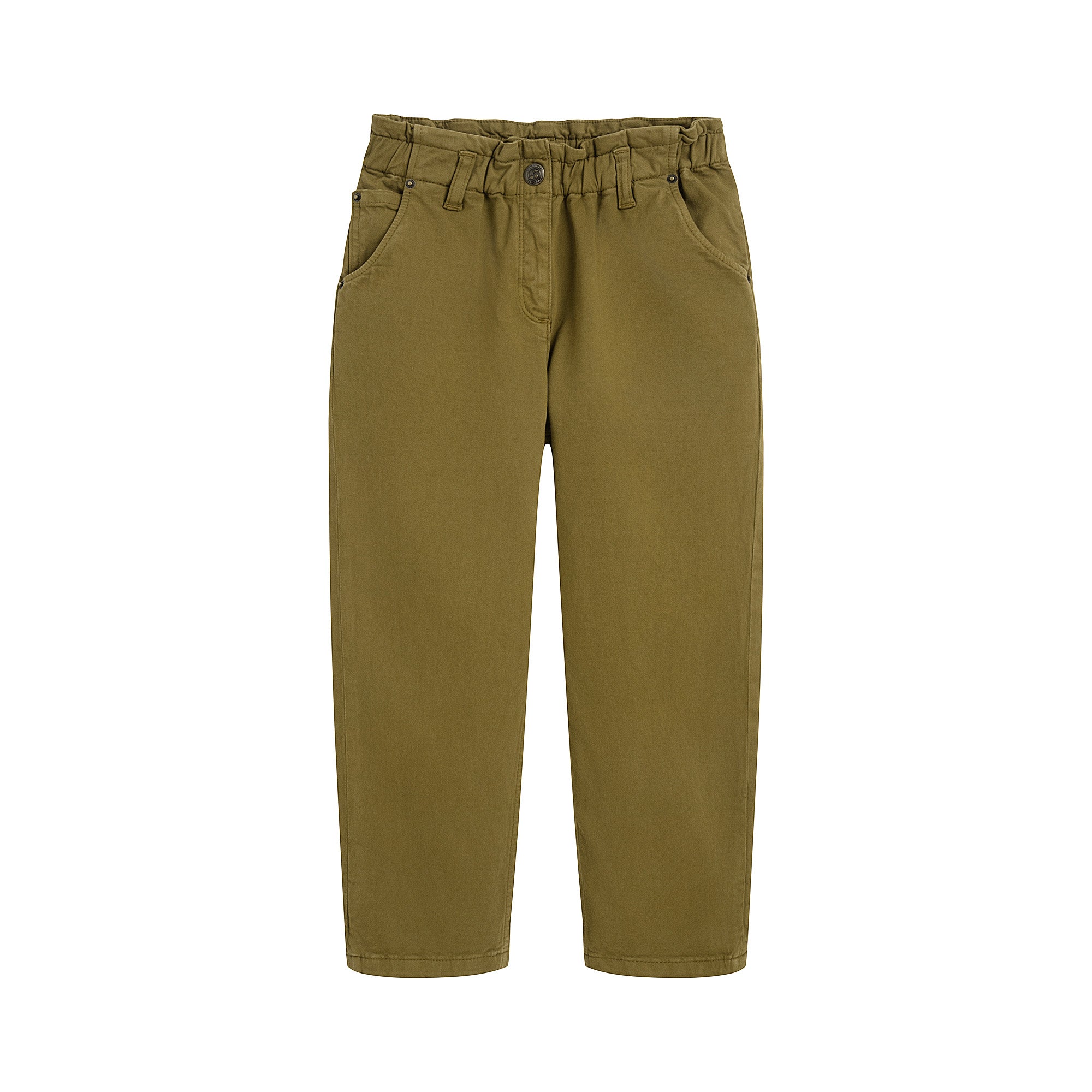 Girls Green Bronze Cotton Trousers