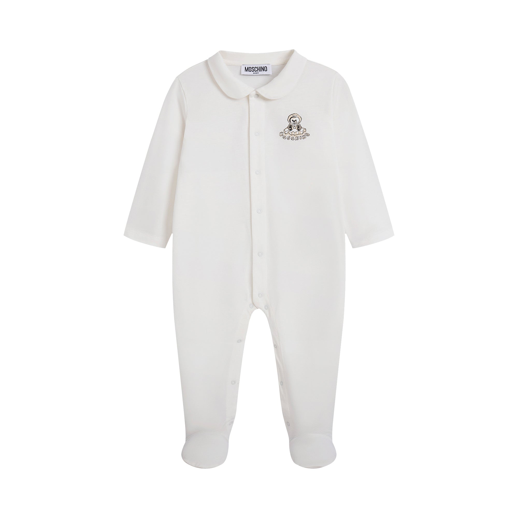 Baby Boys & Girls White Cotton Babysuit