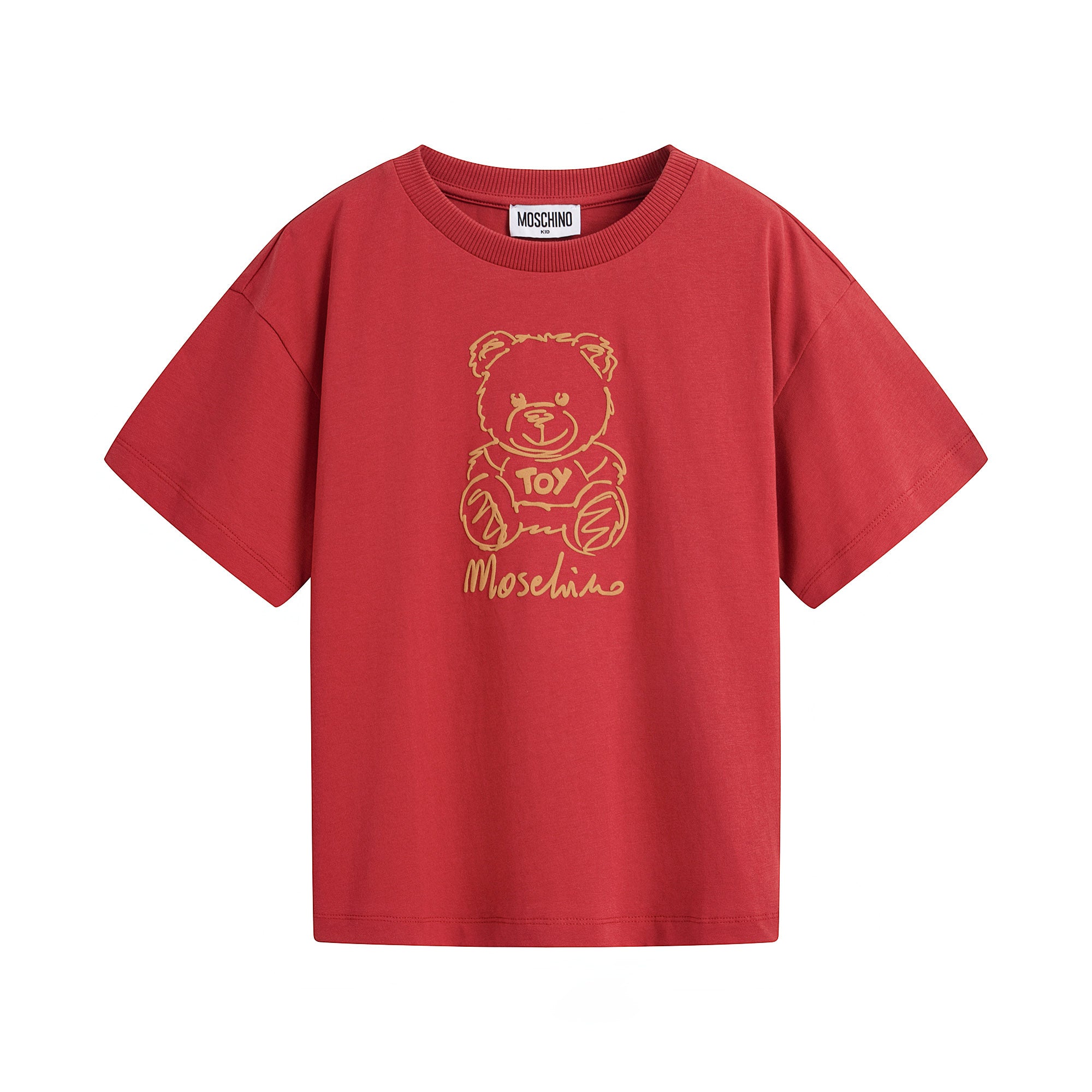 Boys & Girls Red Printed Cotton T-Shirt