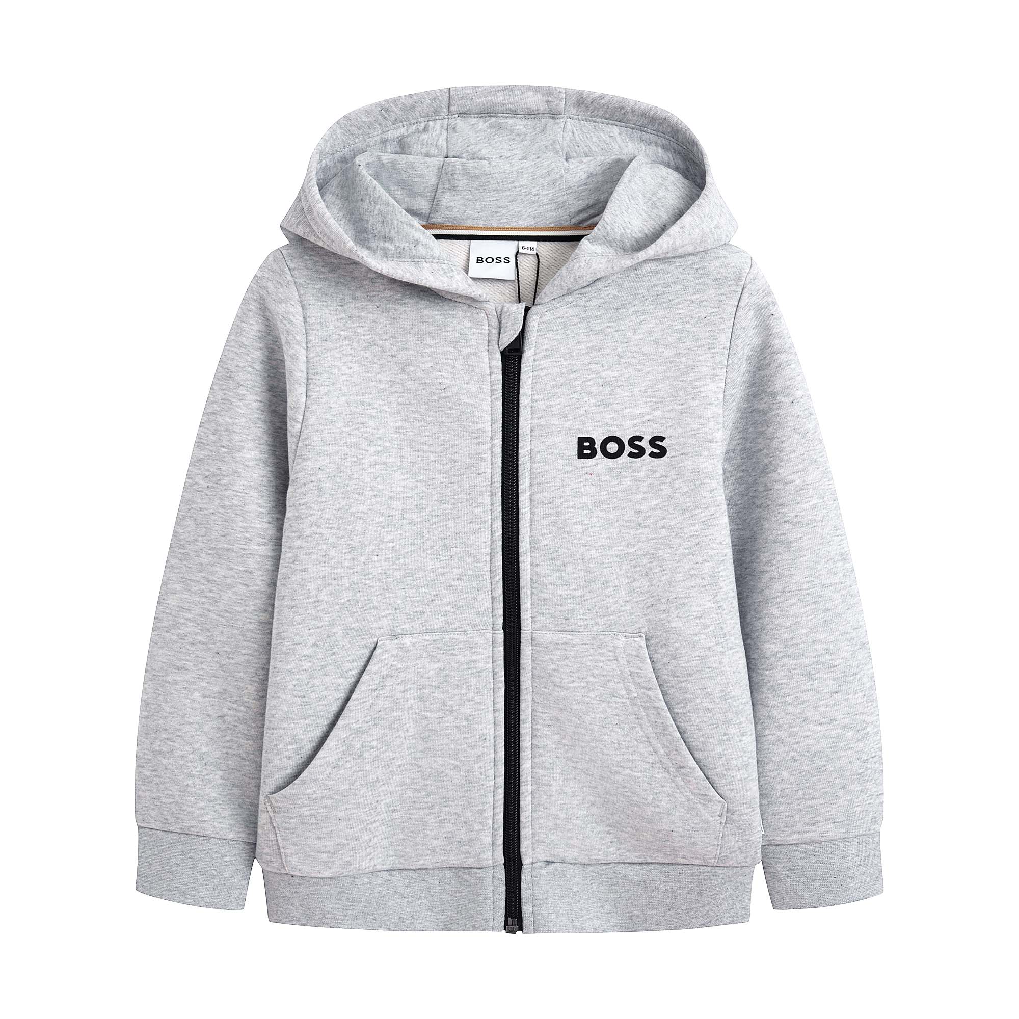 Boys Grey Cotton Zip-Up Top