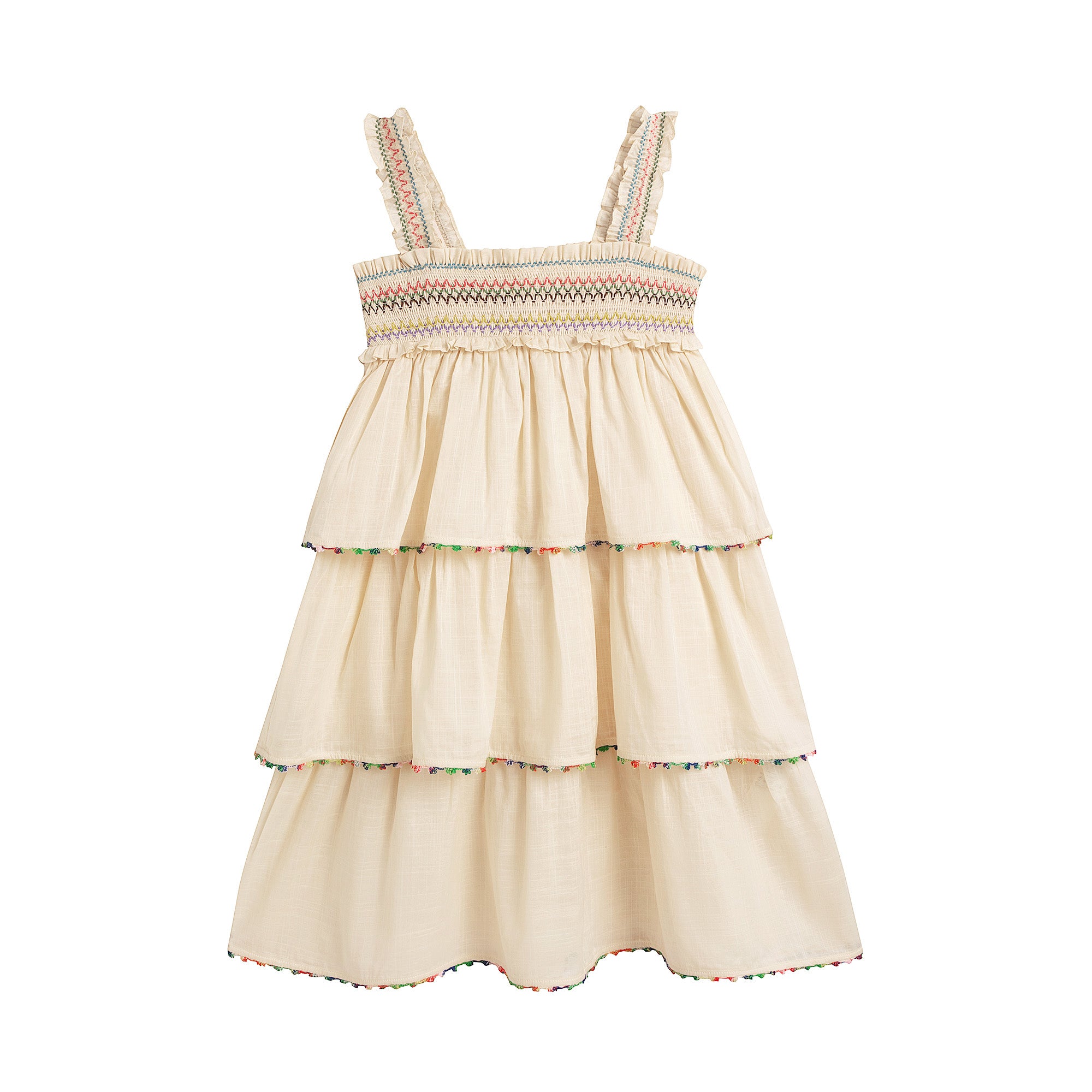 Girls Cream Cotton Dress