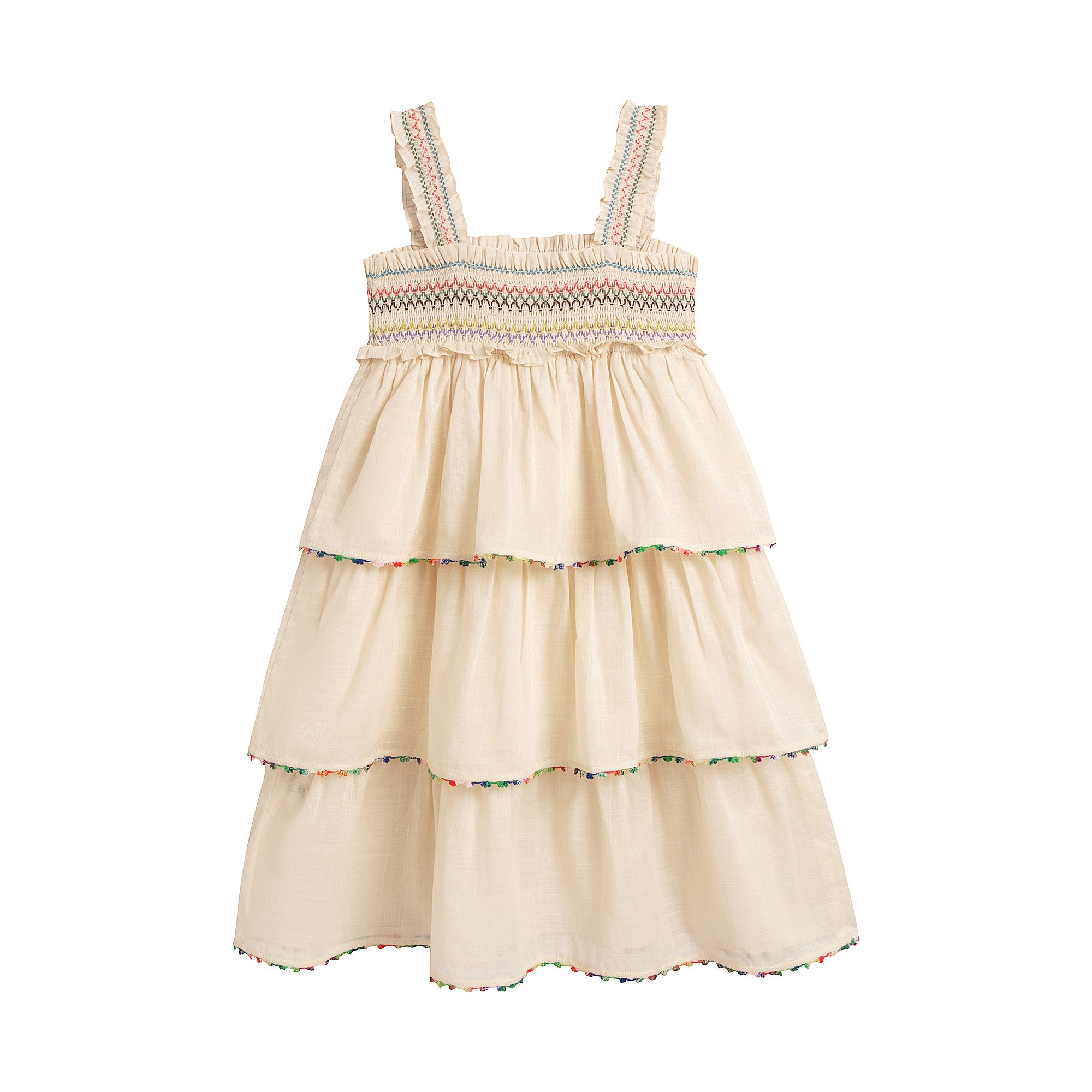 Girls Cream Cotton Dress