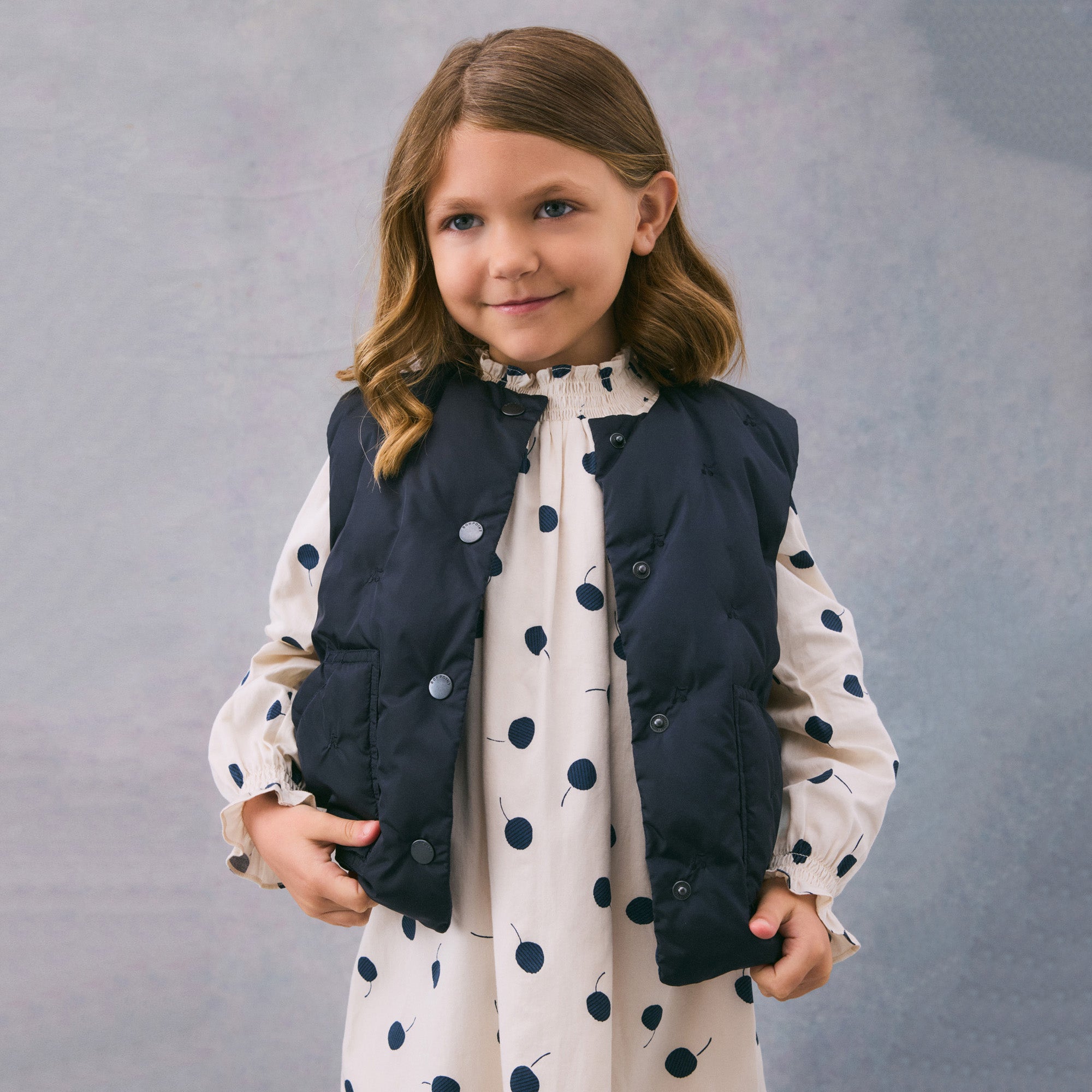 Girls Dark Blue Padded Gilet