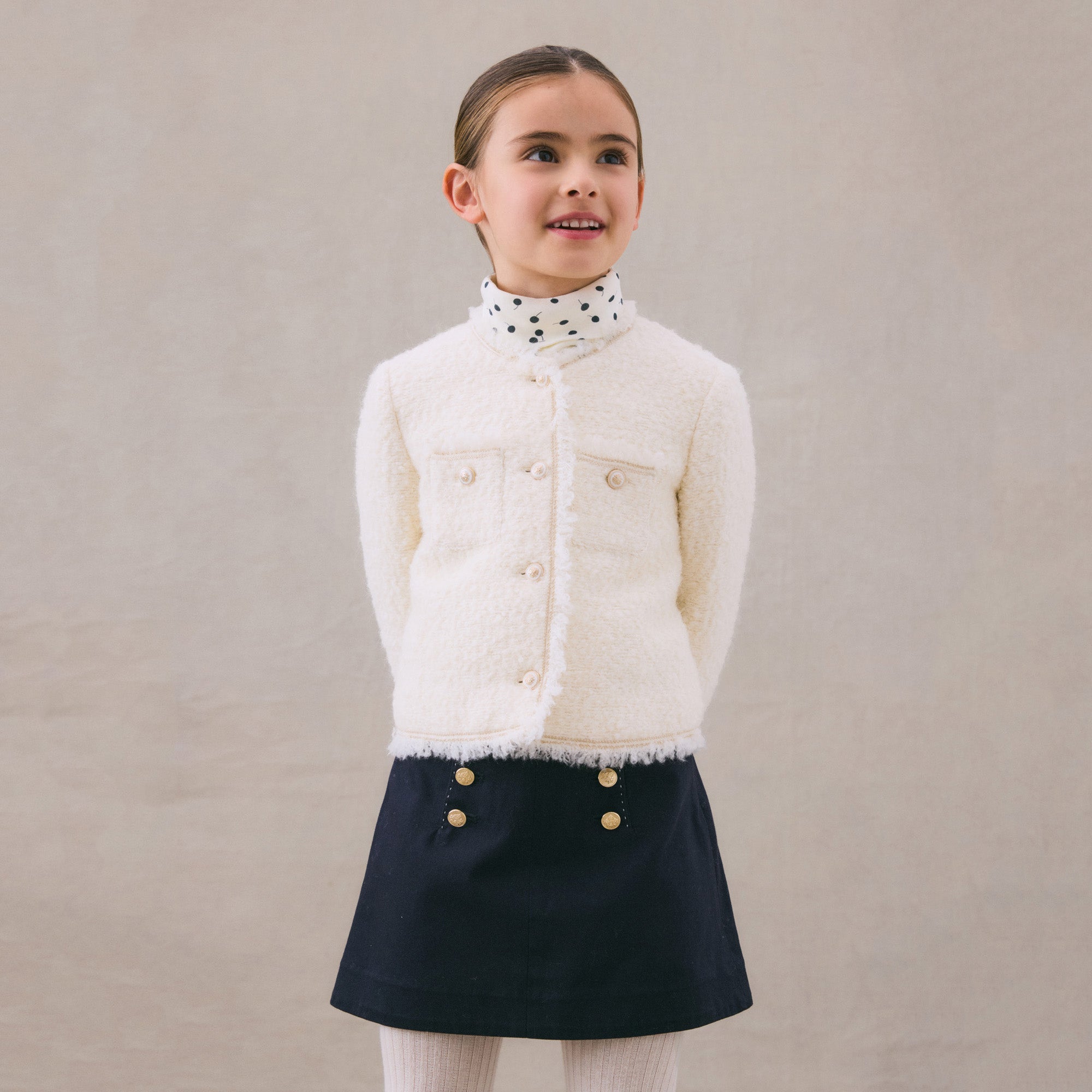 Girls Ivory Wool Jacket