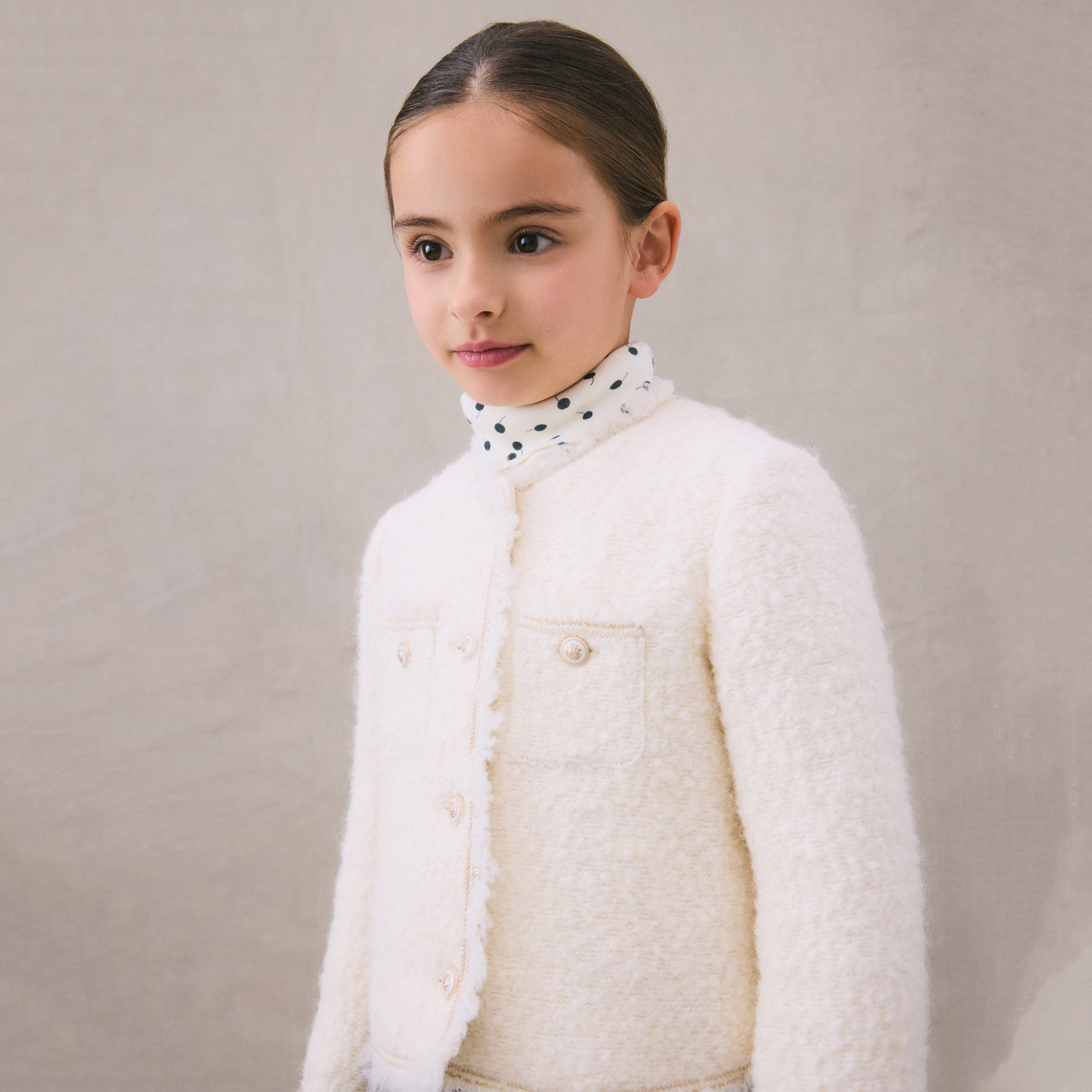 Girls Ivory Wool Jacket