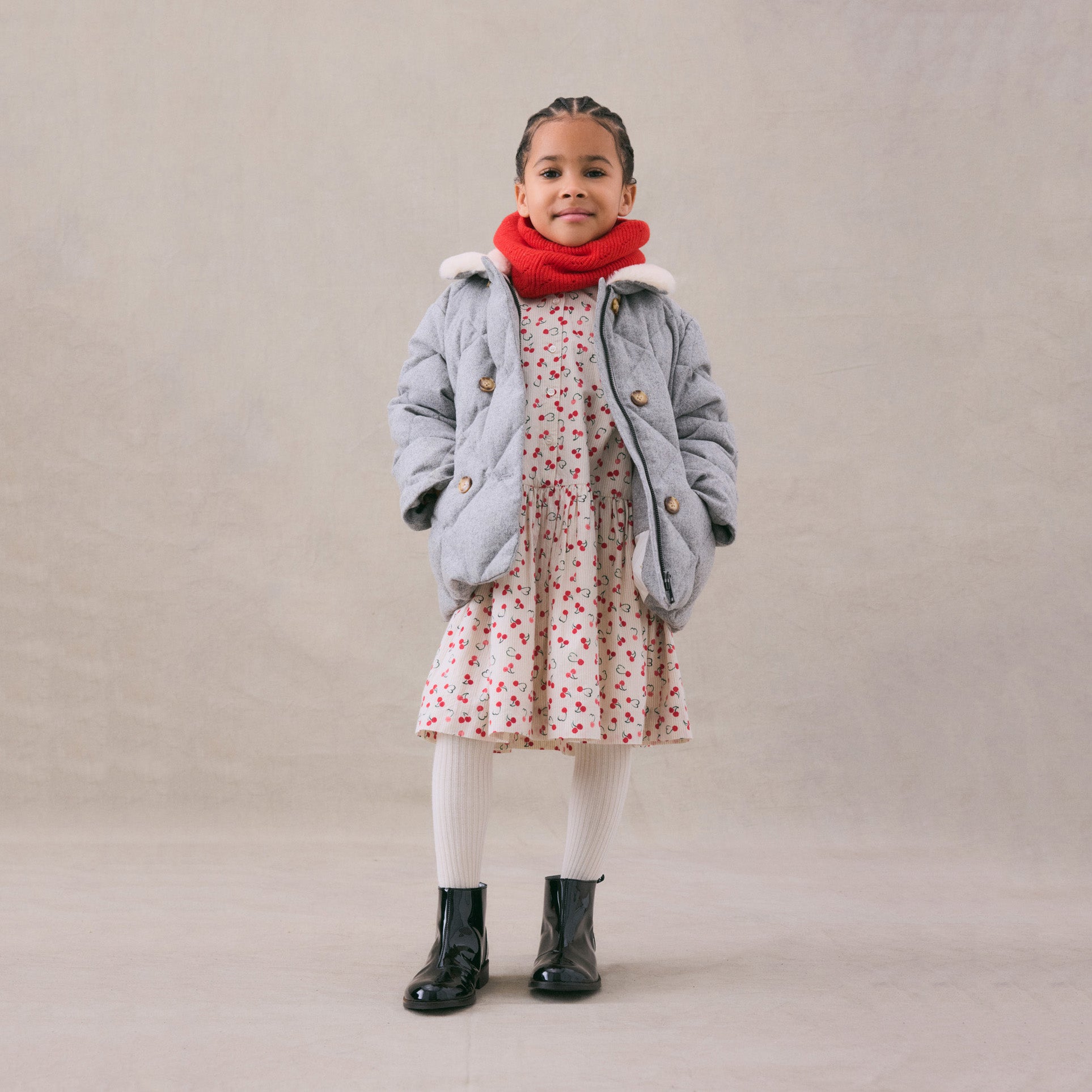 Girls Grey Padded Down Jacket