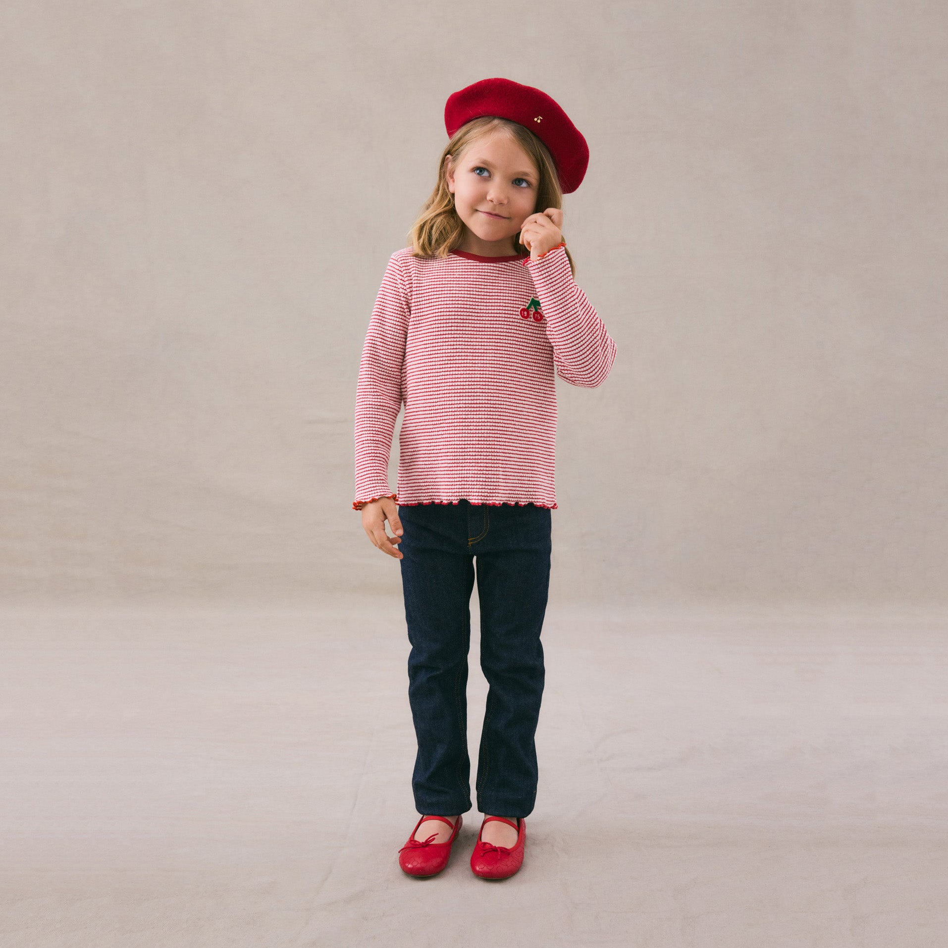 Girls Red Wool Beret