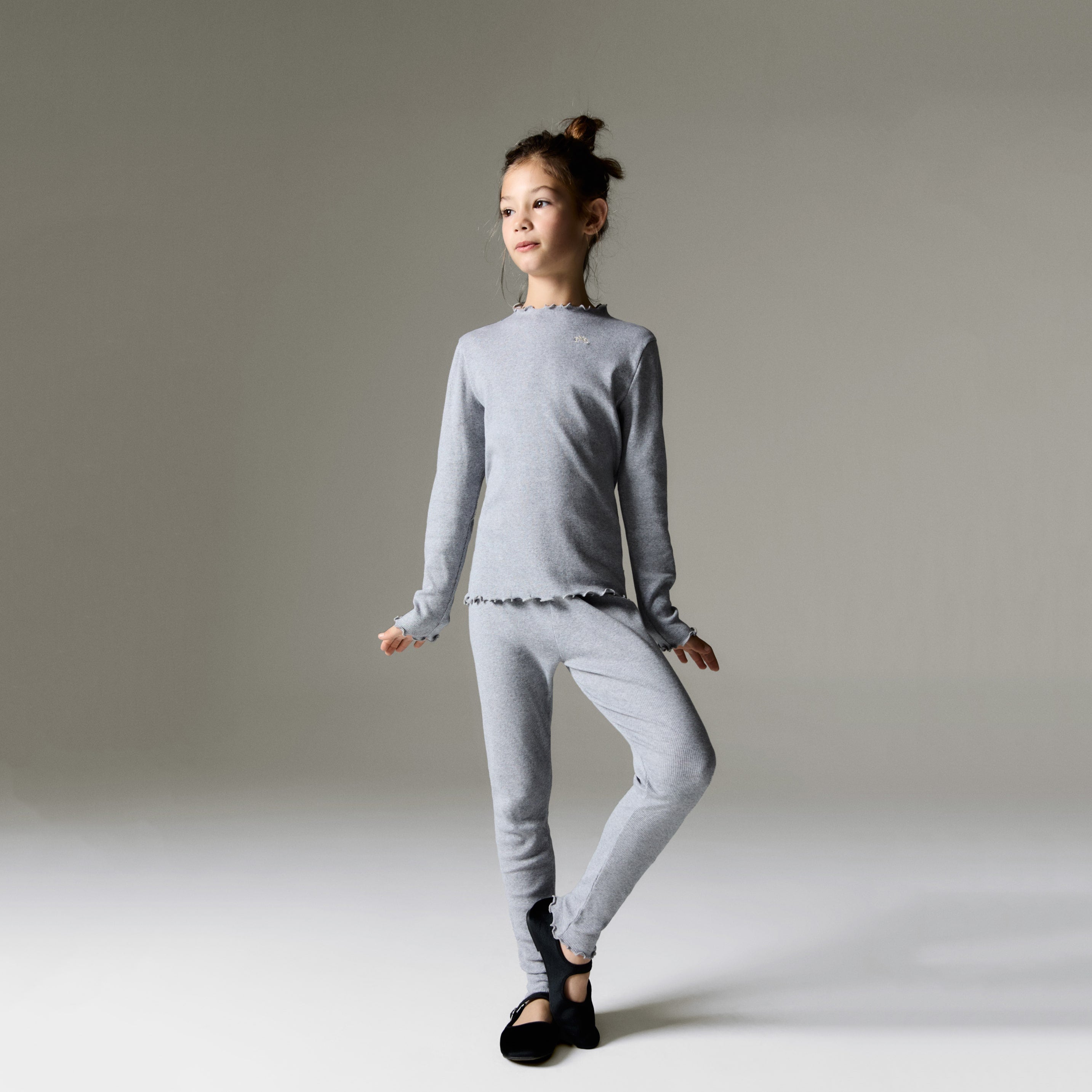 Girls Grey Cotton Leggings