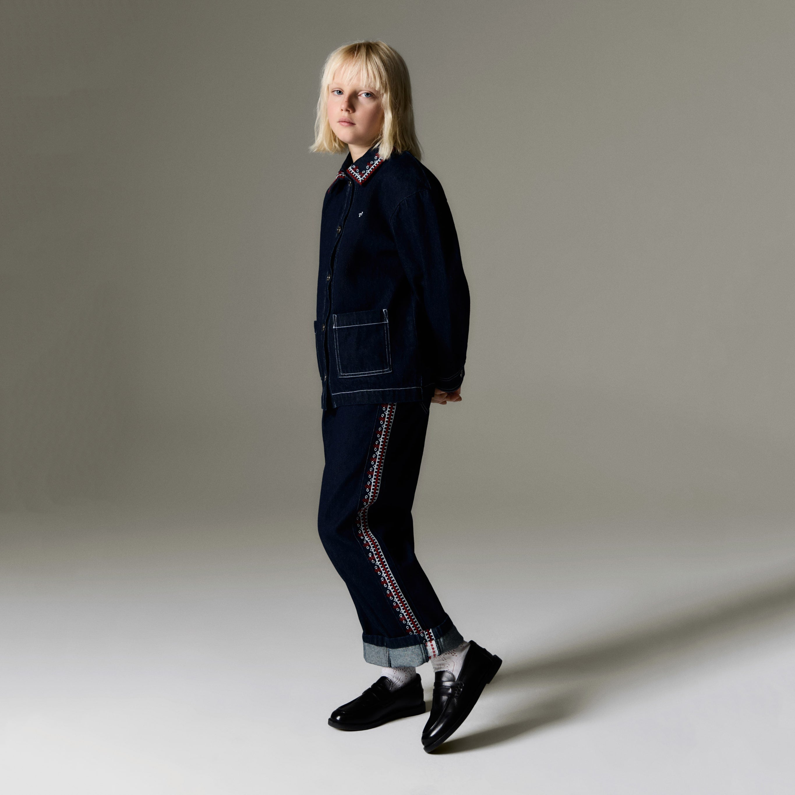 Girls Dark Blue Denim Trousers