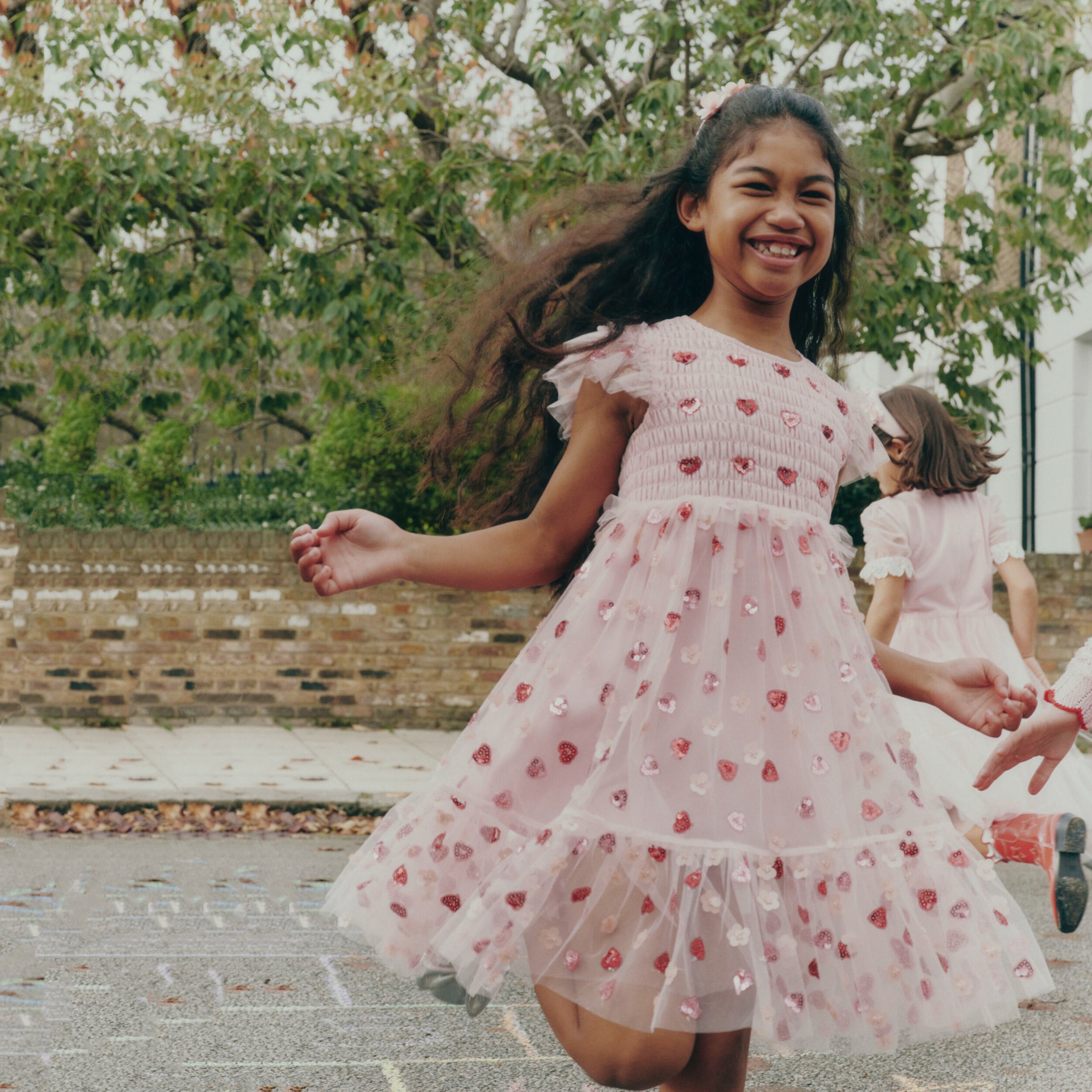 Girls Pink Sequin Tulle Dress