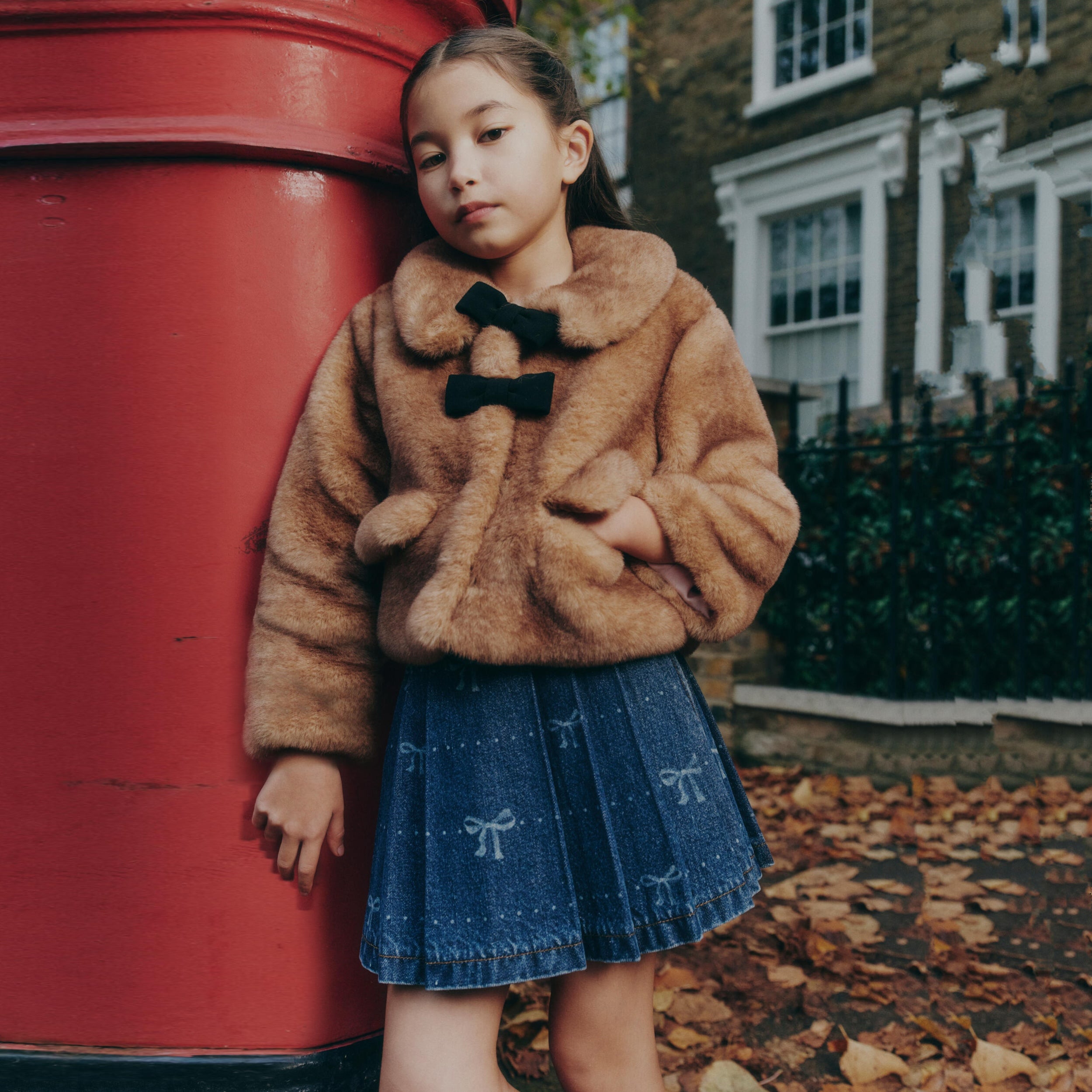 Girls Brown Faux Fur Jacket