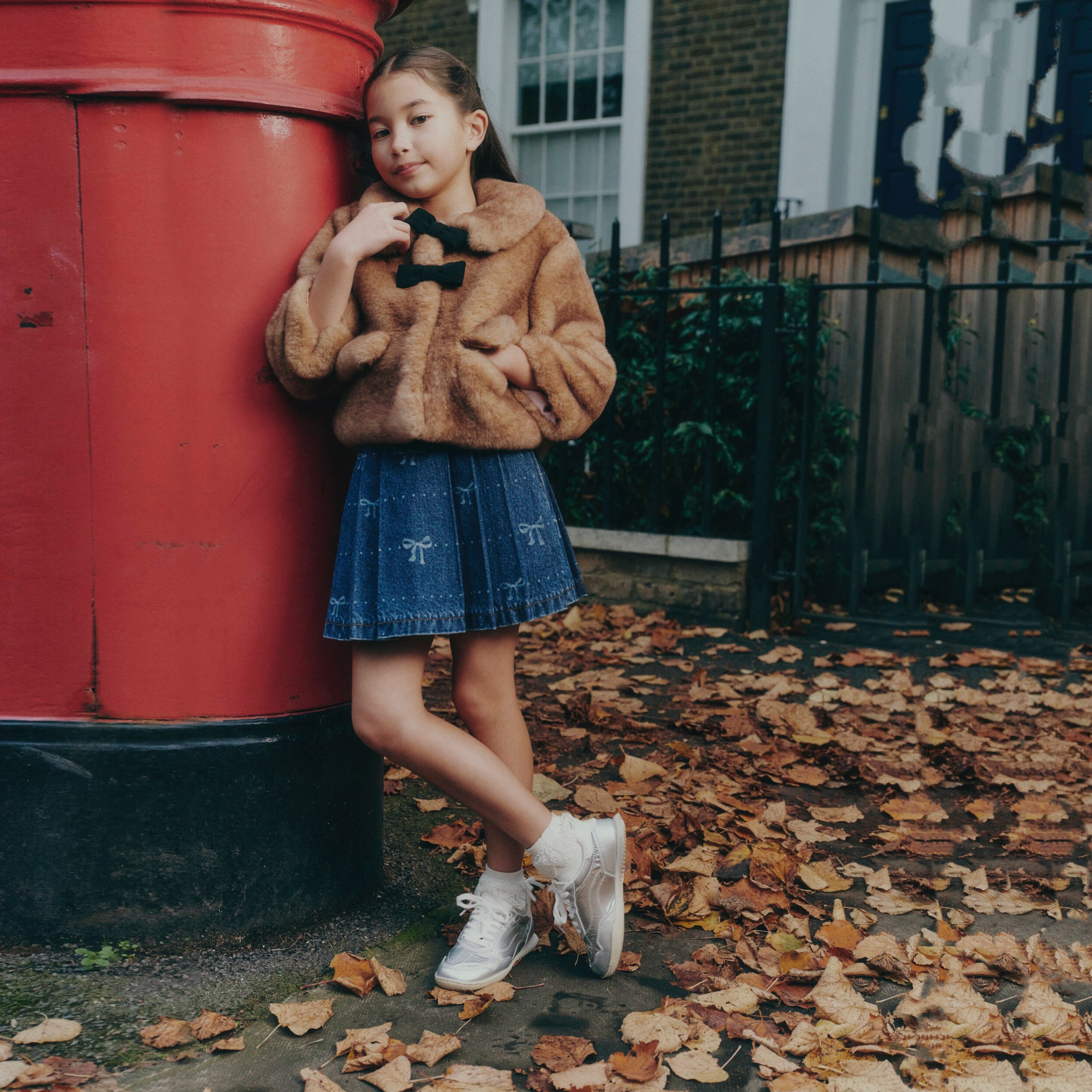 Girls Brown Faux Fur Jacket