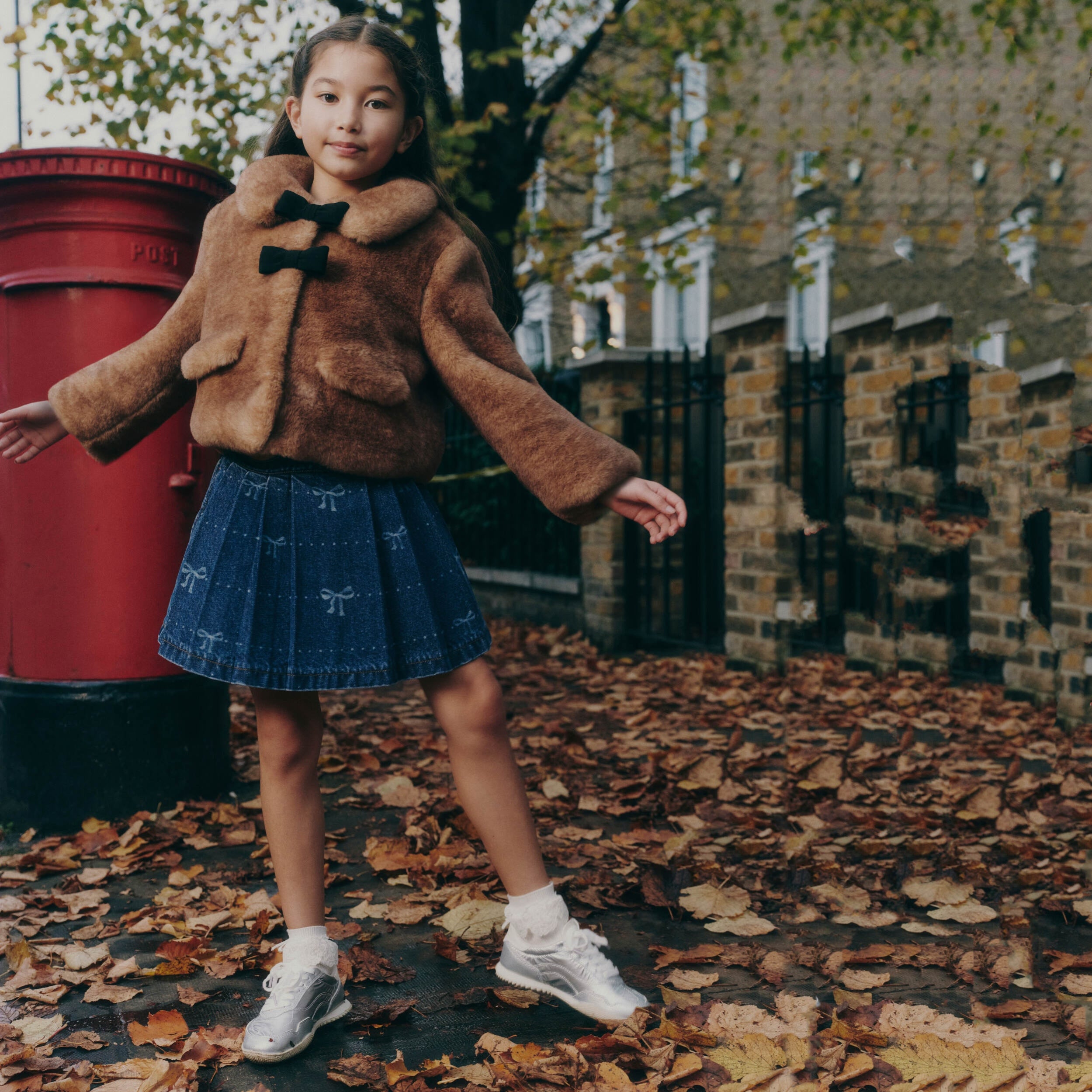 Girls Brown Faux Fur Jacket