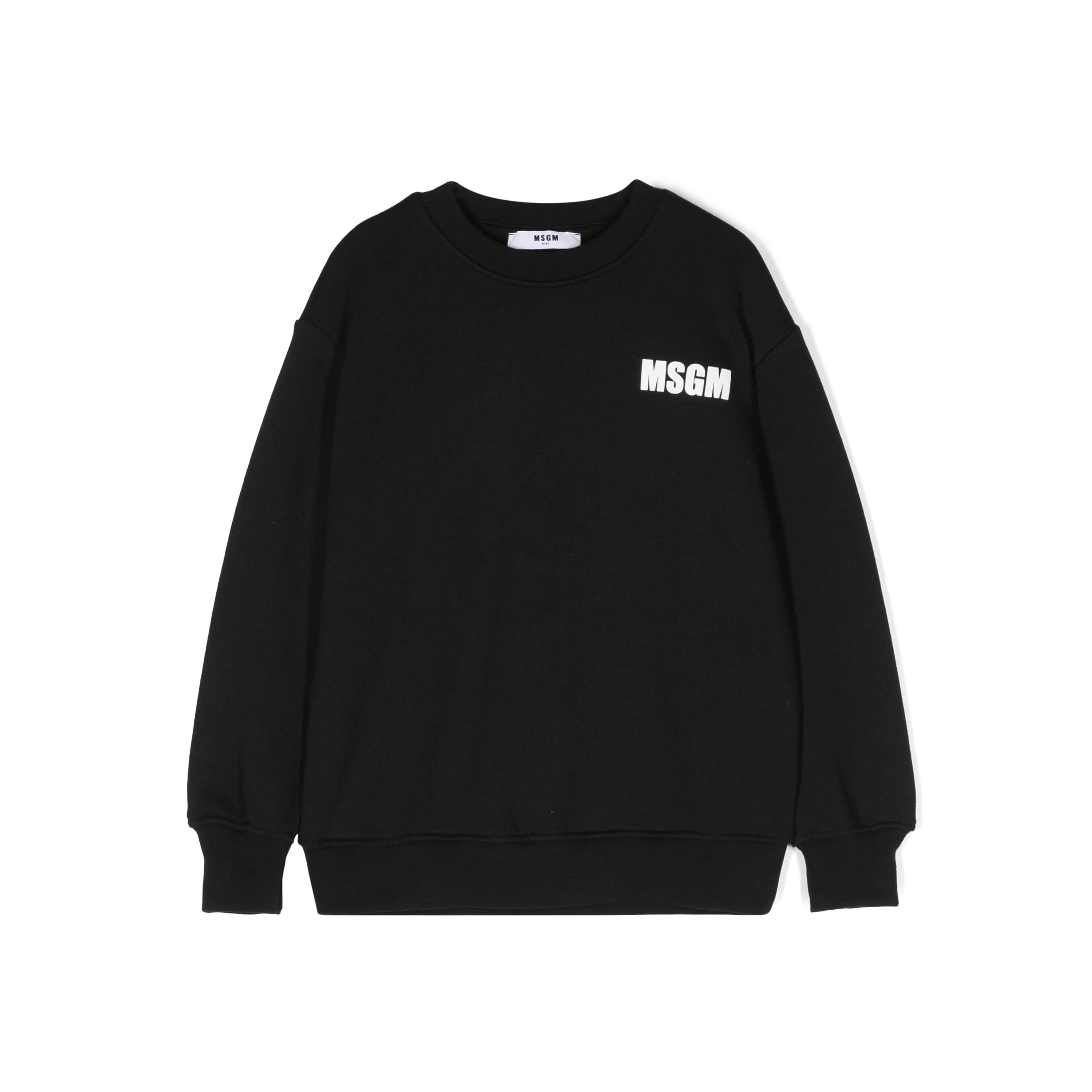 Boys & Girls Black Logo Cotton Sweatshirt