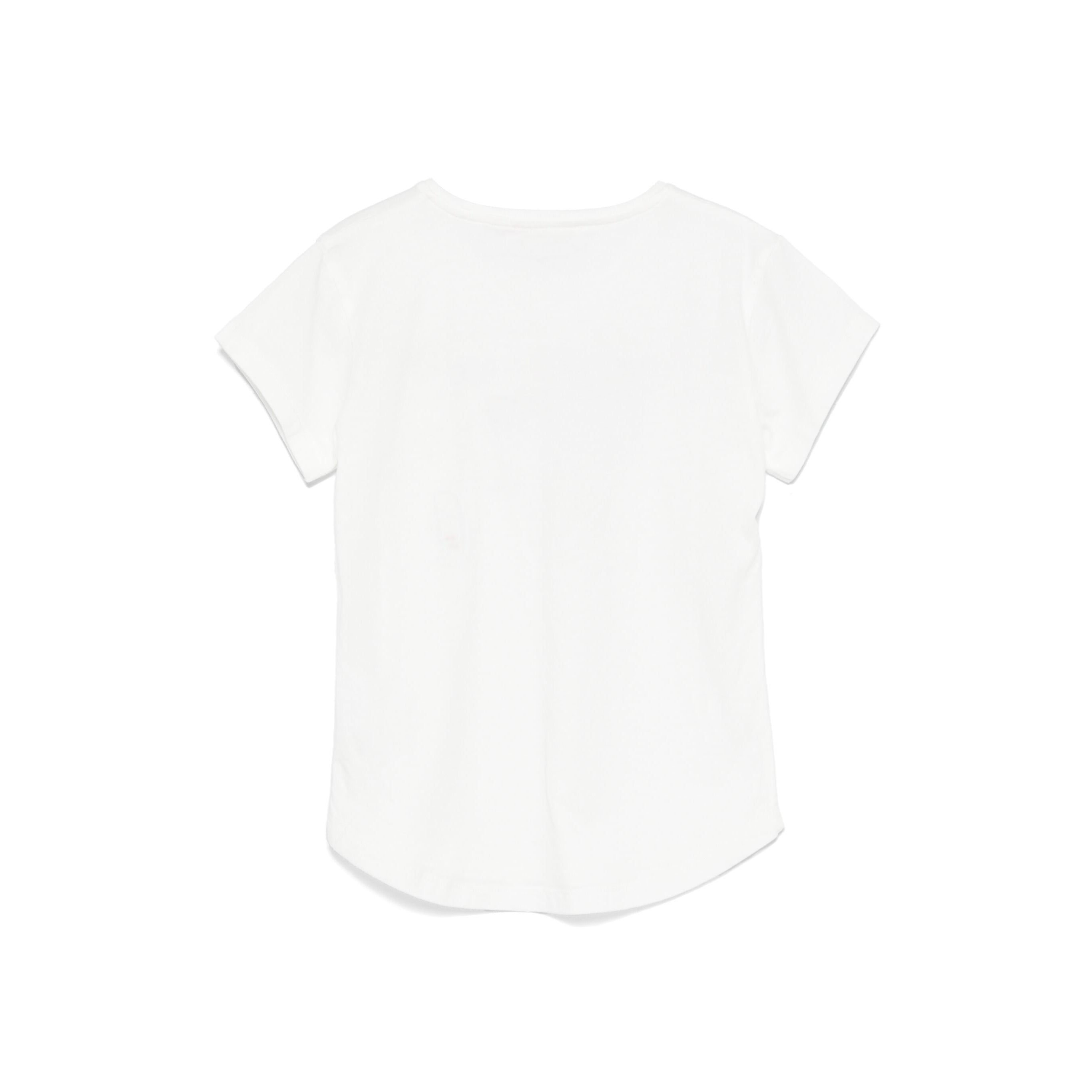 Girls White Printed Cotton T-Shirt