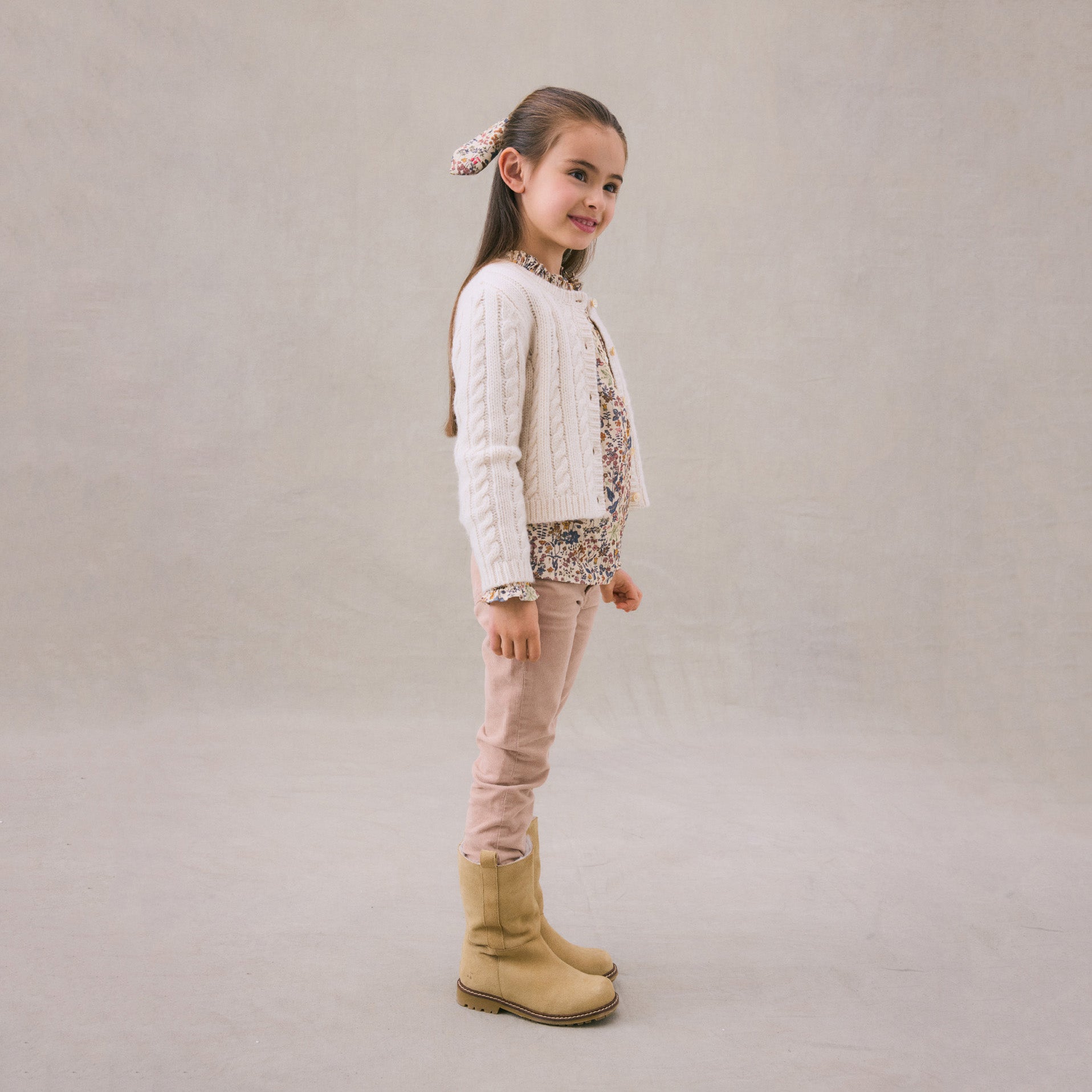 Girls White Wool Cardigan