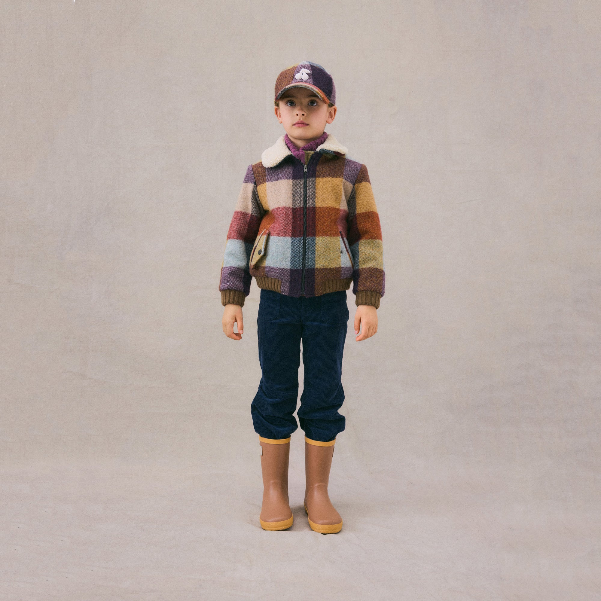 Boys & Girls Multicolor Check Wool Cap