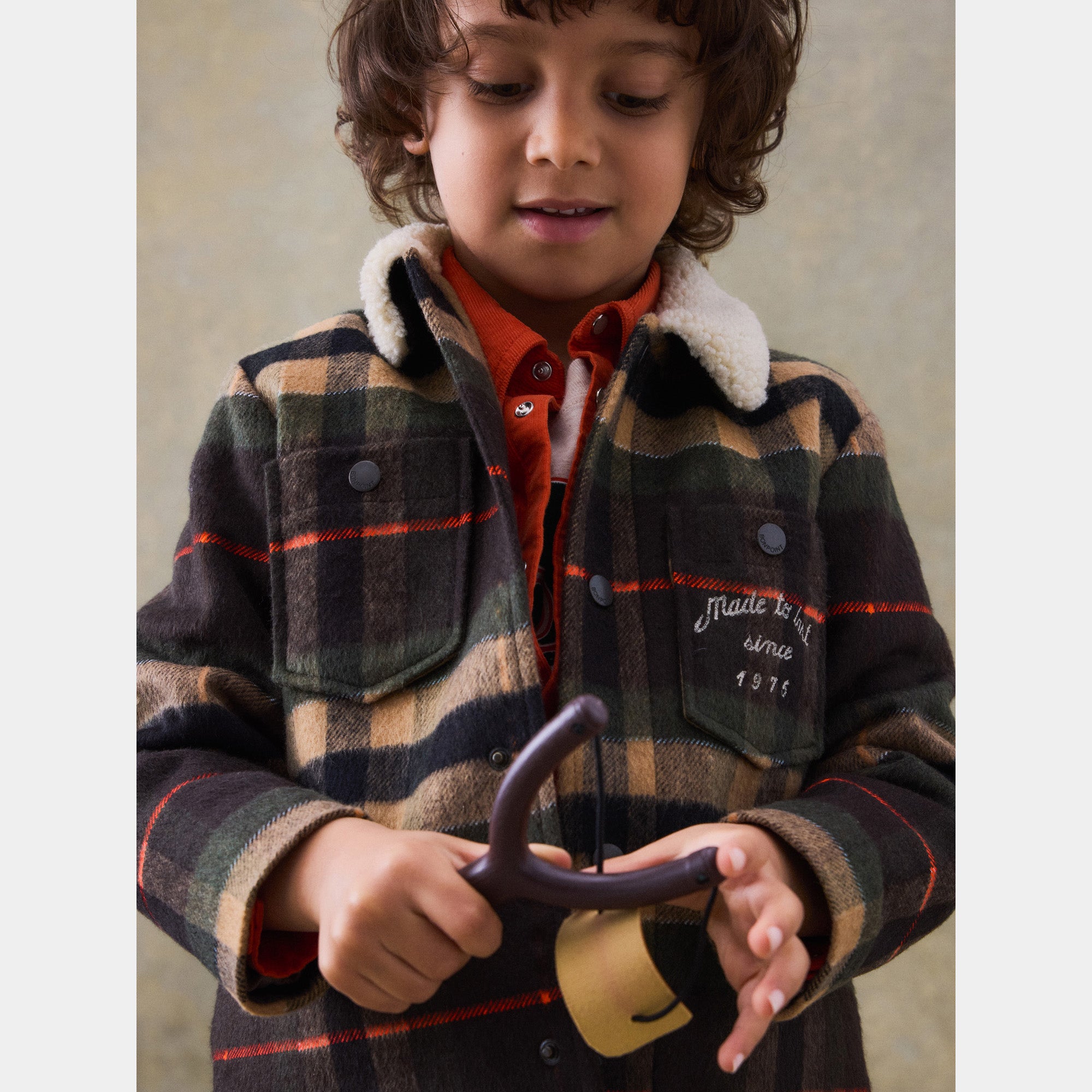 Boys Khaki Check Jacket