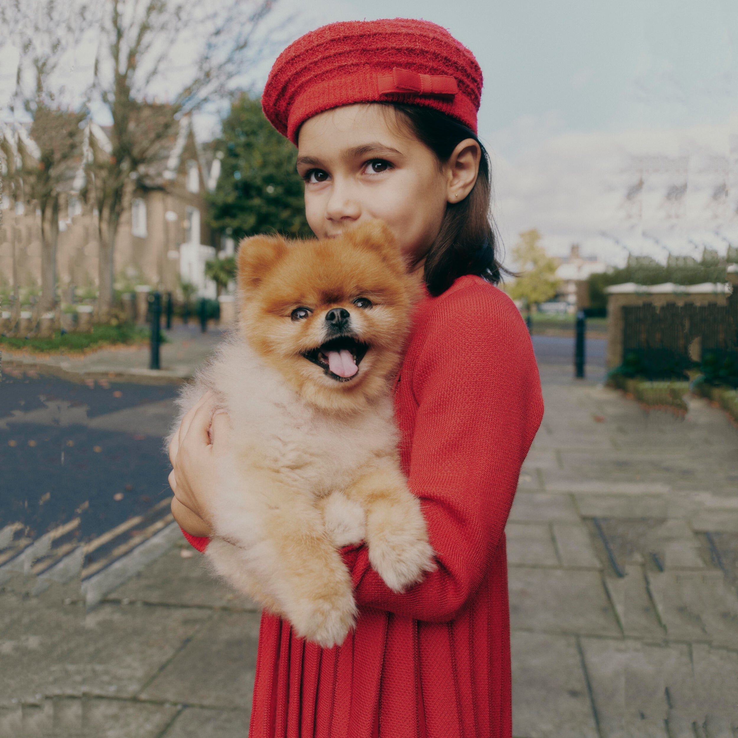 Girls Red Knit Pleated Dress