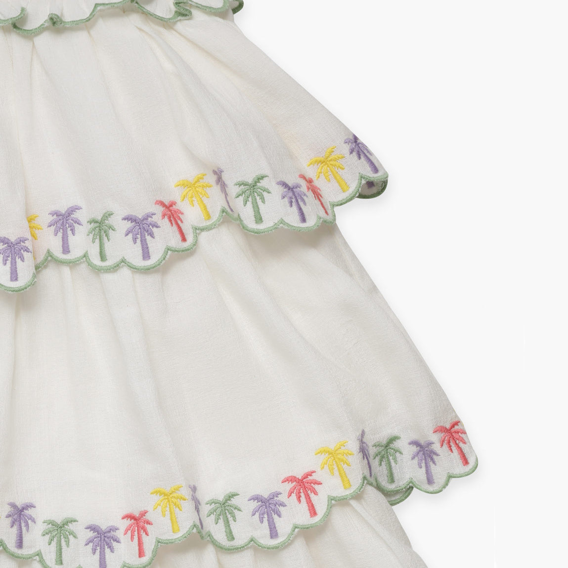 Girls White Embroidered Cotton Dress