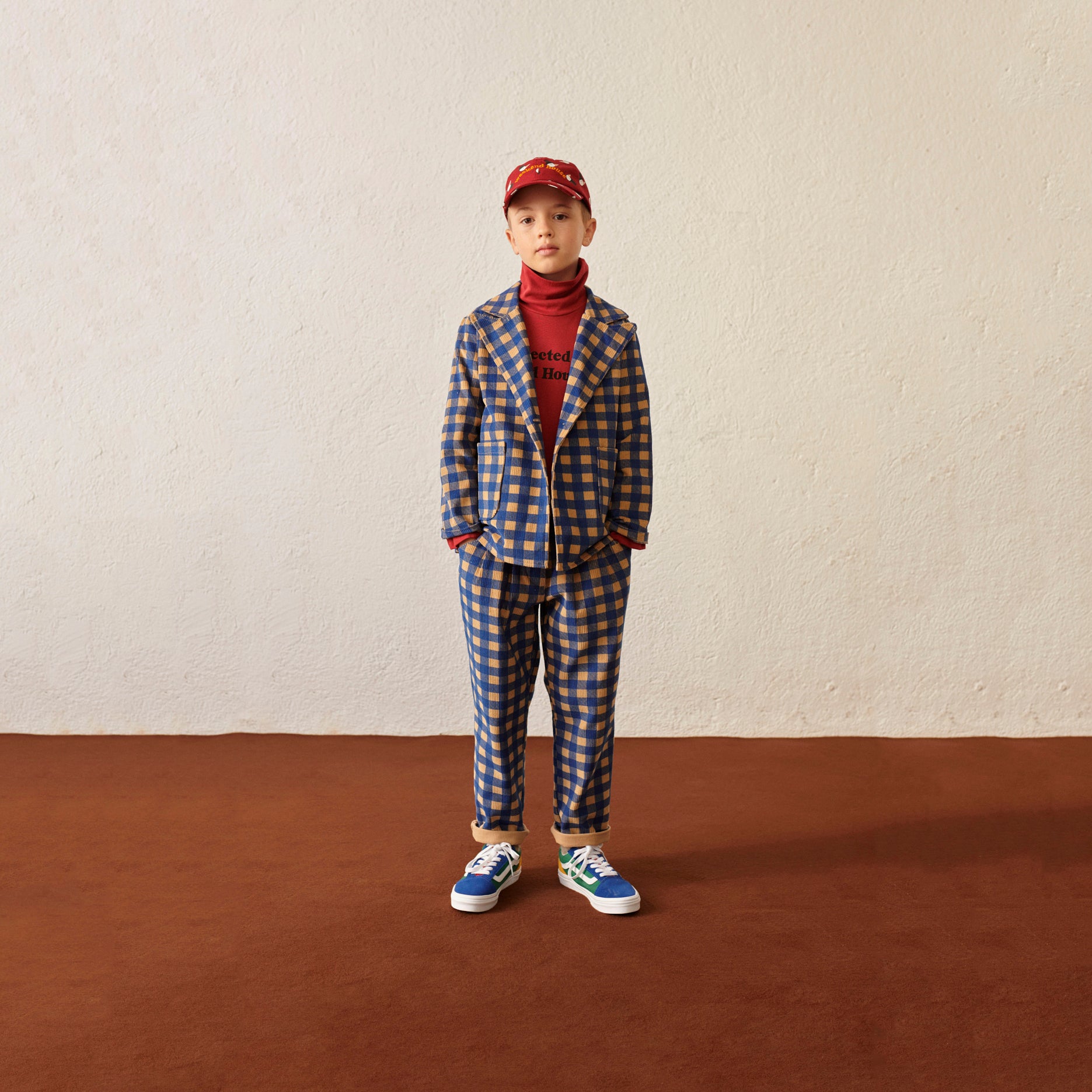 Boys & Girls Blue Check Corduroy Trousers