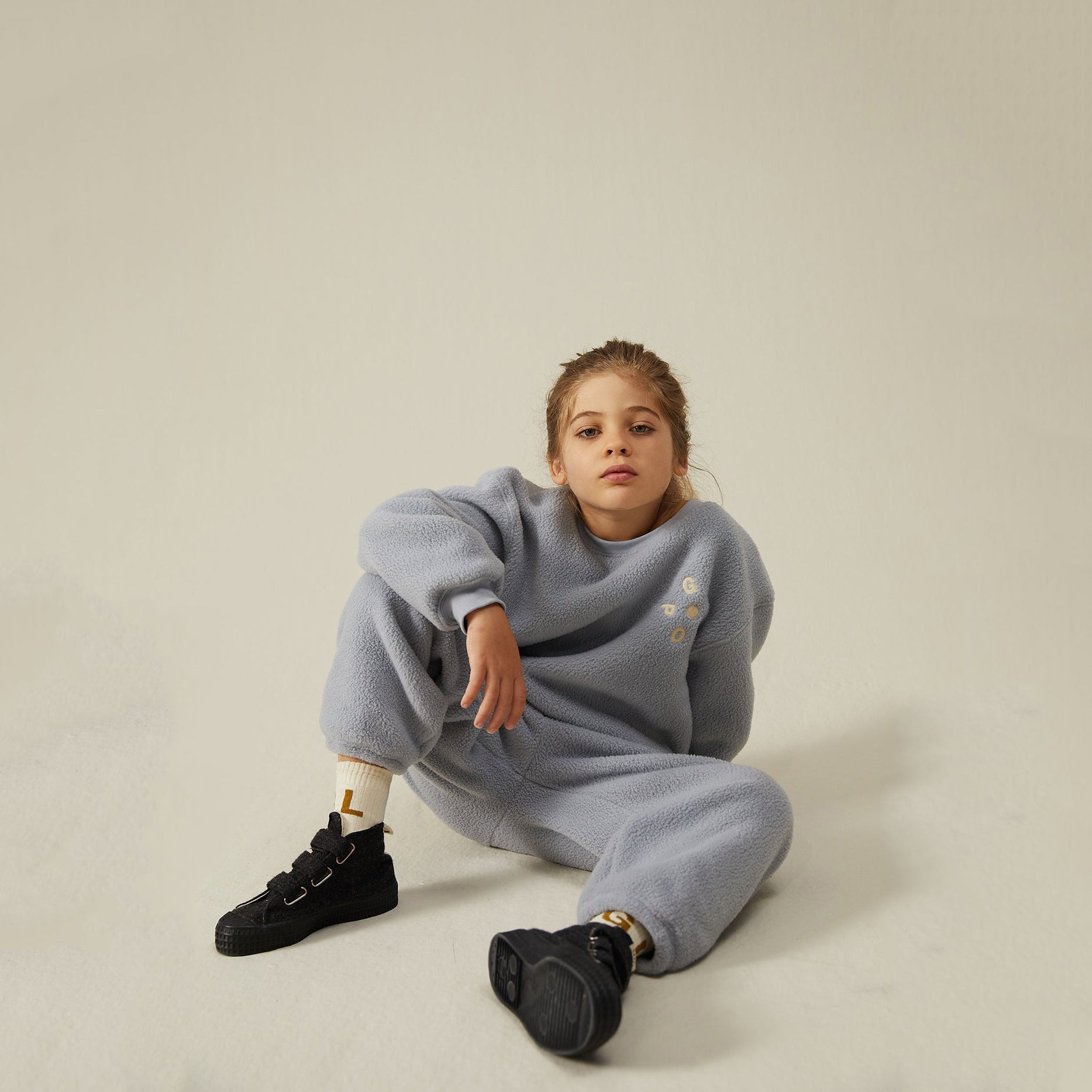 Boys & Girls Grey Blue Fleece Trousers