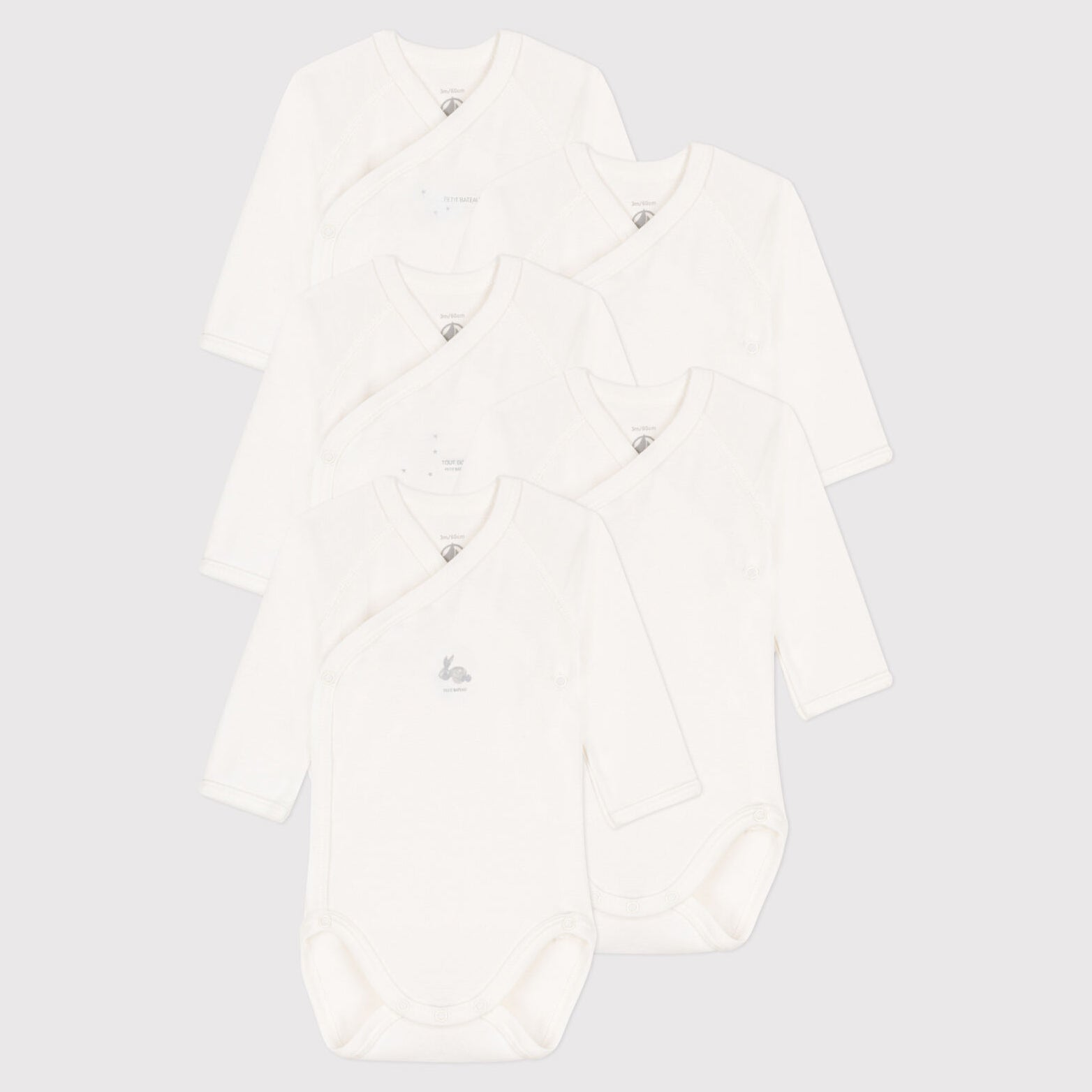 Baby Boys & Girls White Cotton Babysuit Set(5 Pack)