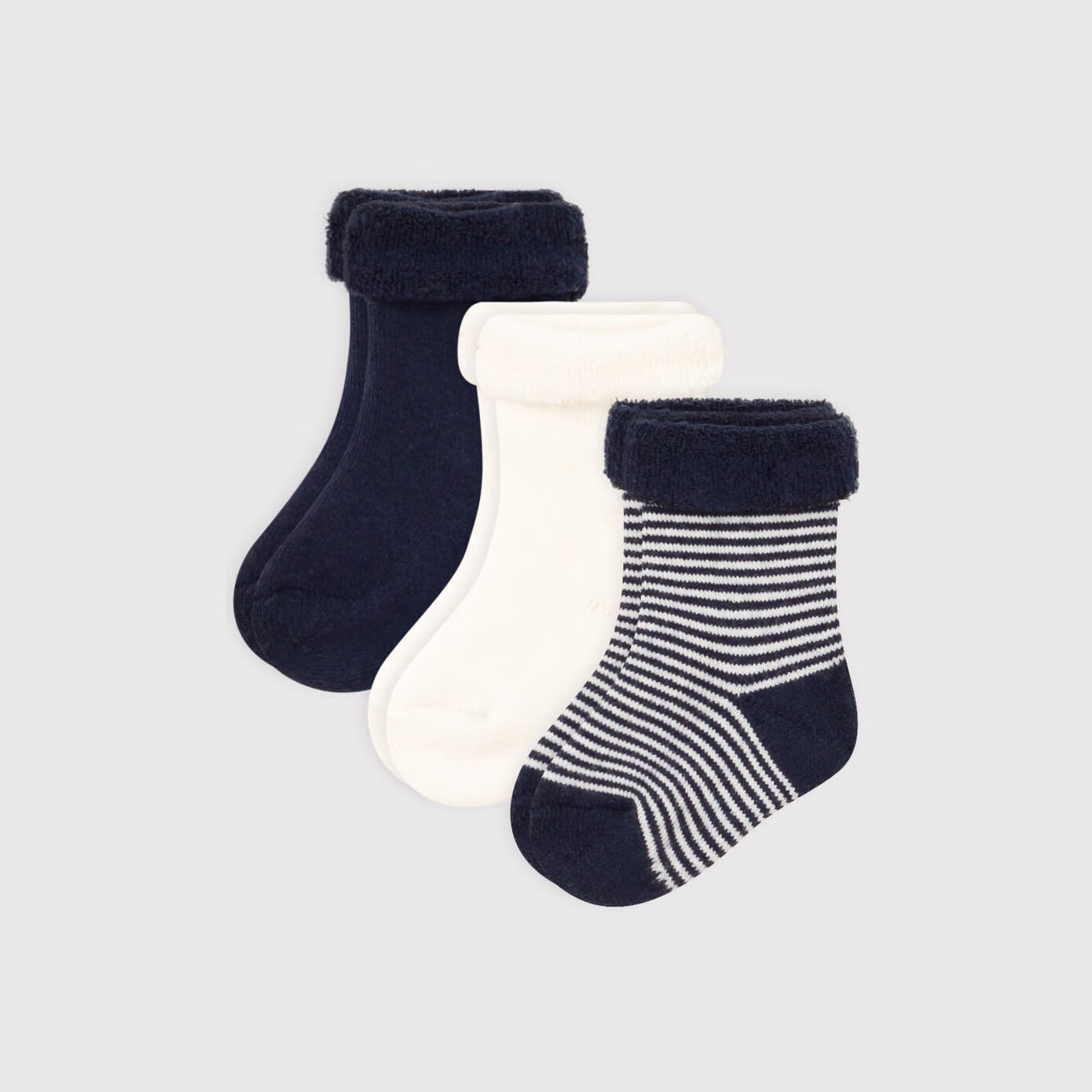 Baby Boys & Girls Tricolor Cotton Socks Set(3 Pack)