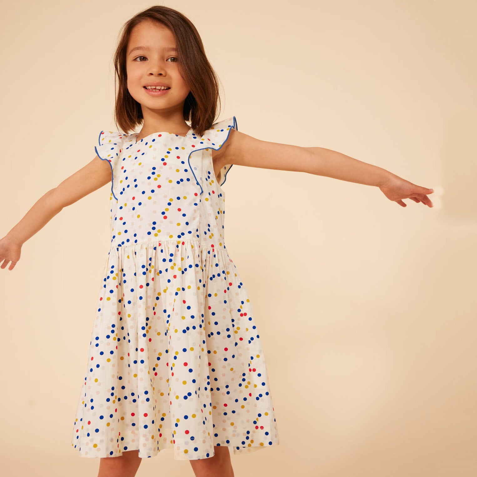 Girls Multicolor Dots Cotton Dress