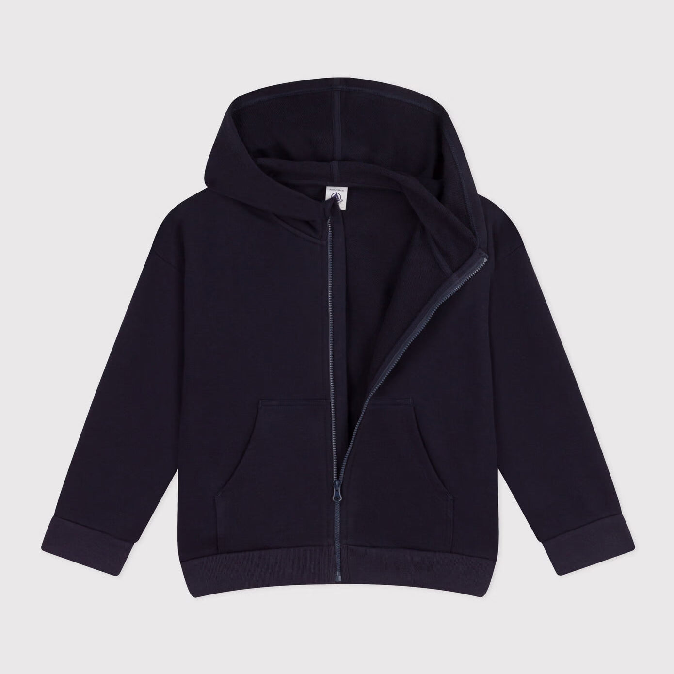 Boys Navy Cotton Zip-Up Top