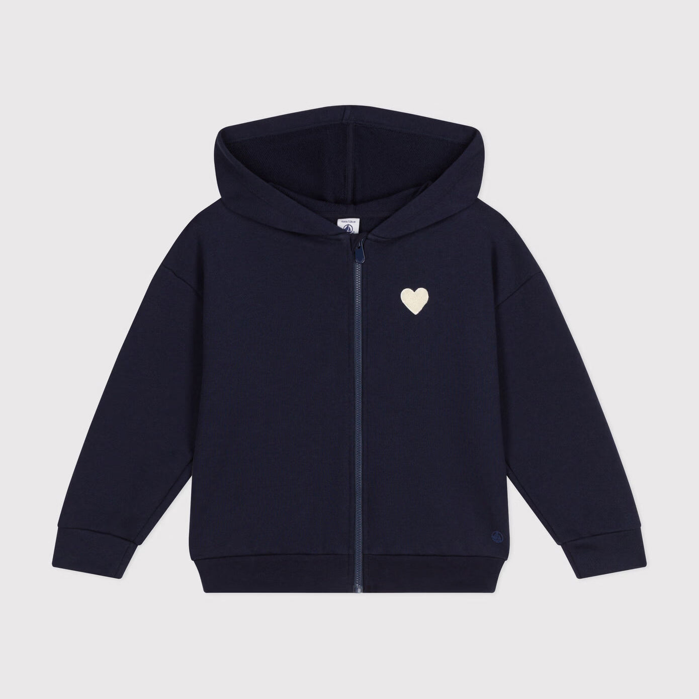 Girls Navy Cotton Zip-Up Top