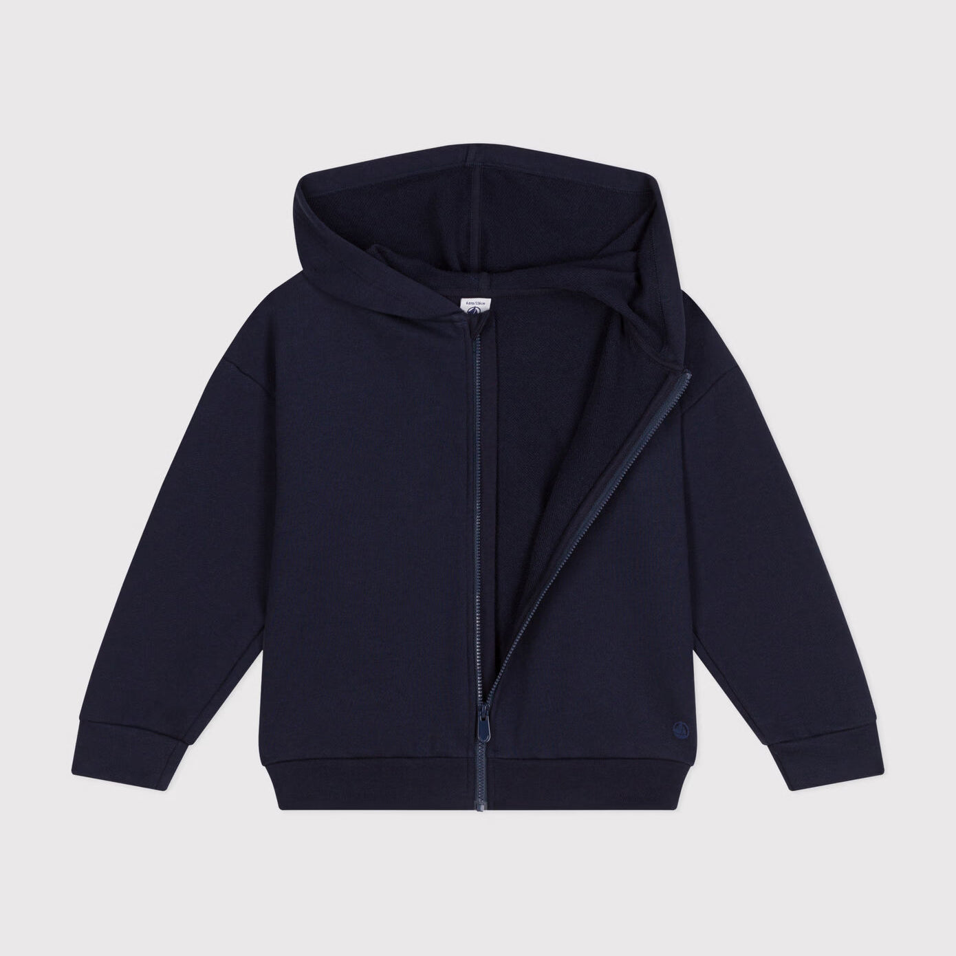 Girls Navy Cotton Zip-Up Top