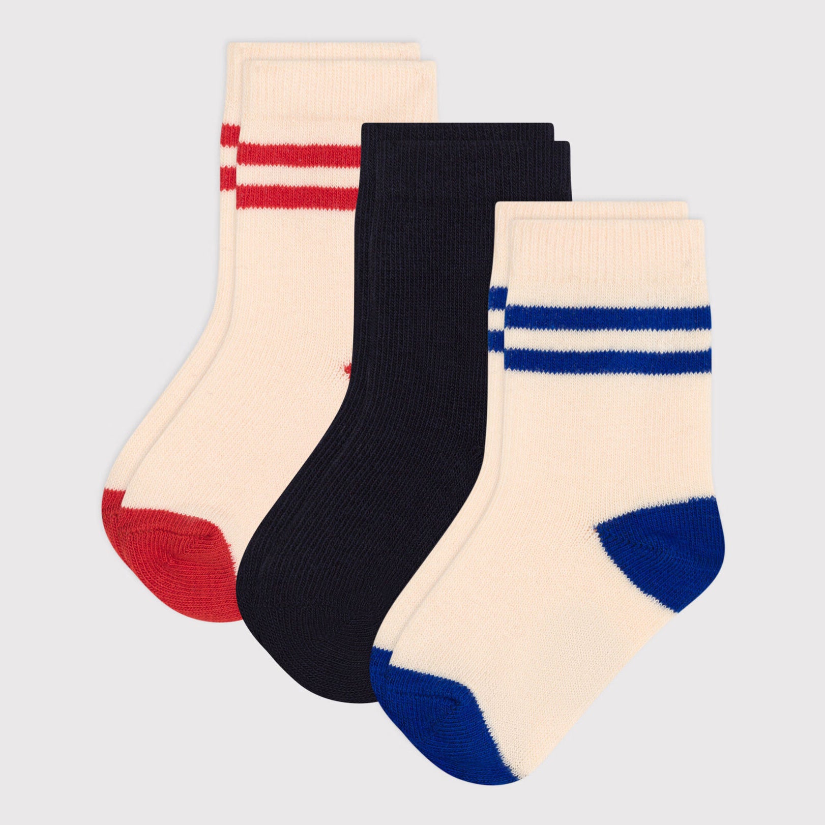 Baby Boys & Girls Tricolor Cotton Socks Set(3 Pack)