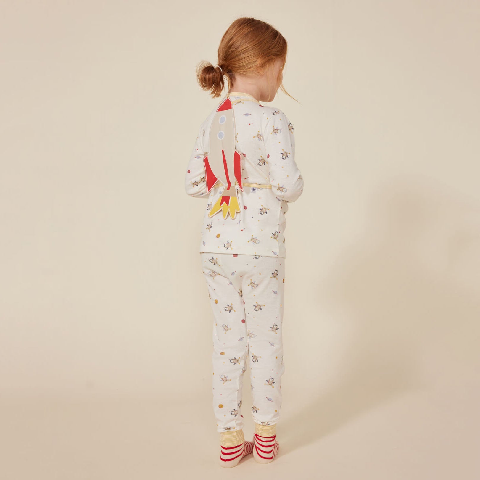 Girls White Printed Cotton Nightwear Set