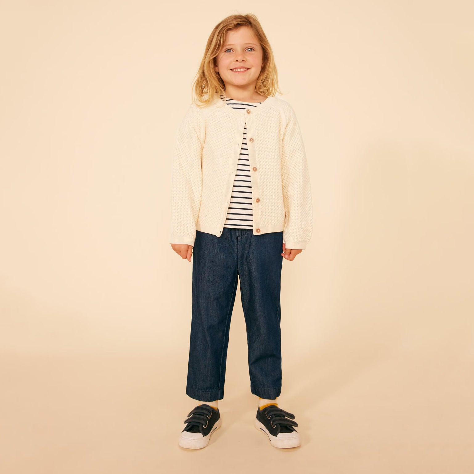 Girls Ivory Cotton Cardigan