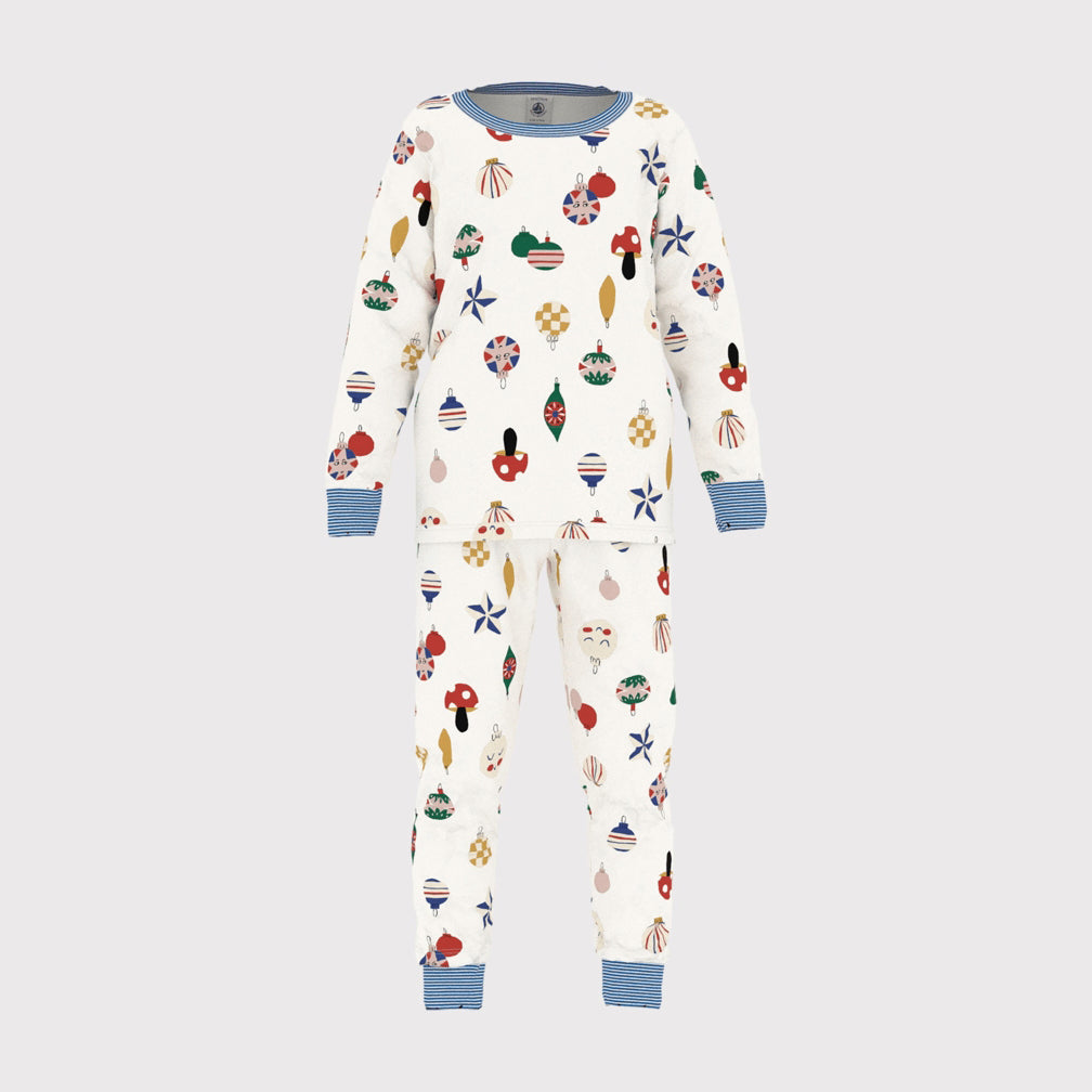 Boys White Printed Cotton Nightwear Set