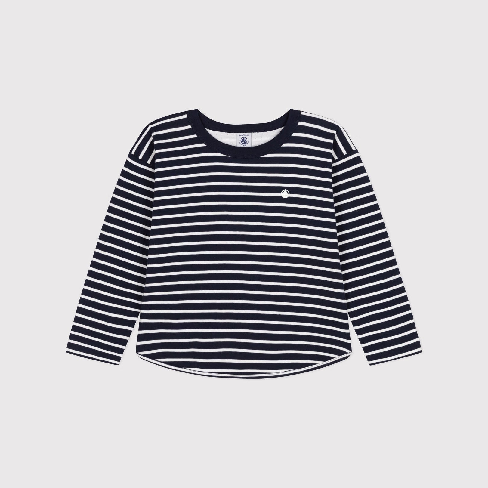 Boys Dark Blue Stripes Cotton T-Shirt