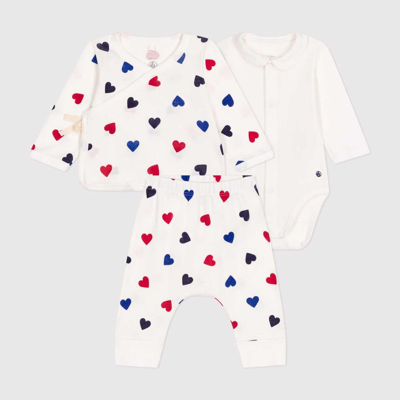 Baby Boys & Girls White Heart Cotton Set(3 Pack)