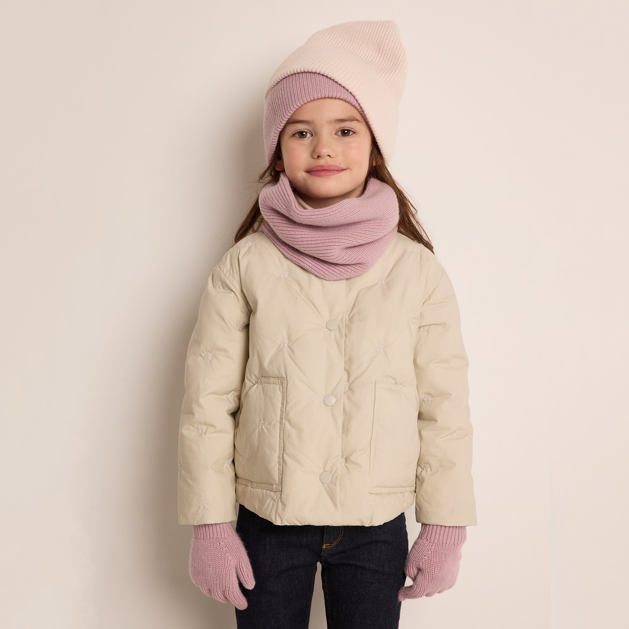 Girls Light Pink Cashmere Hat