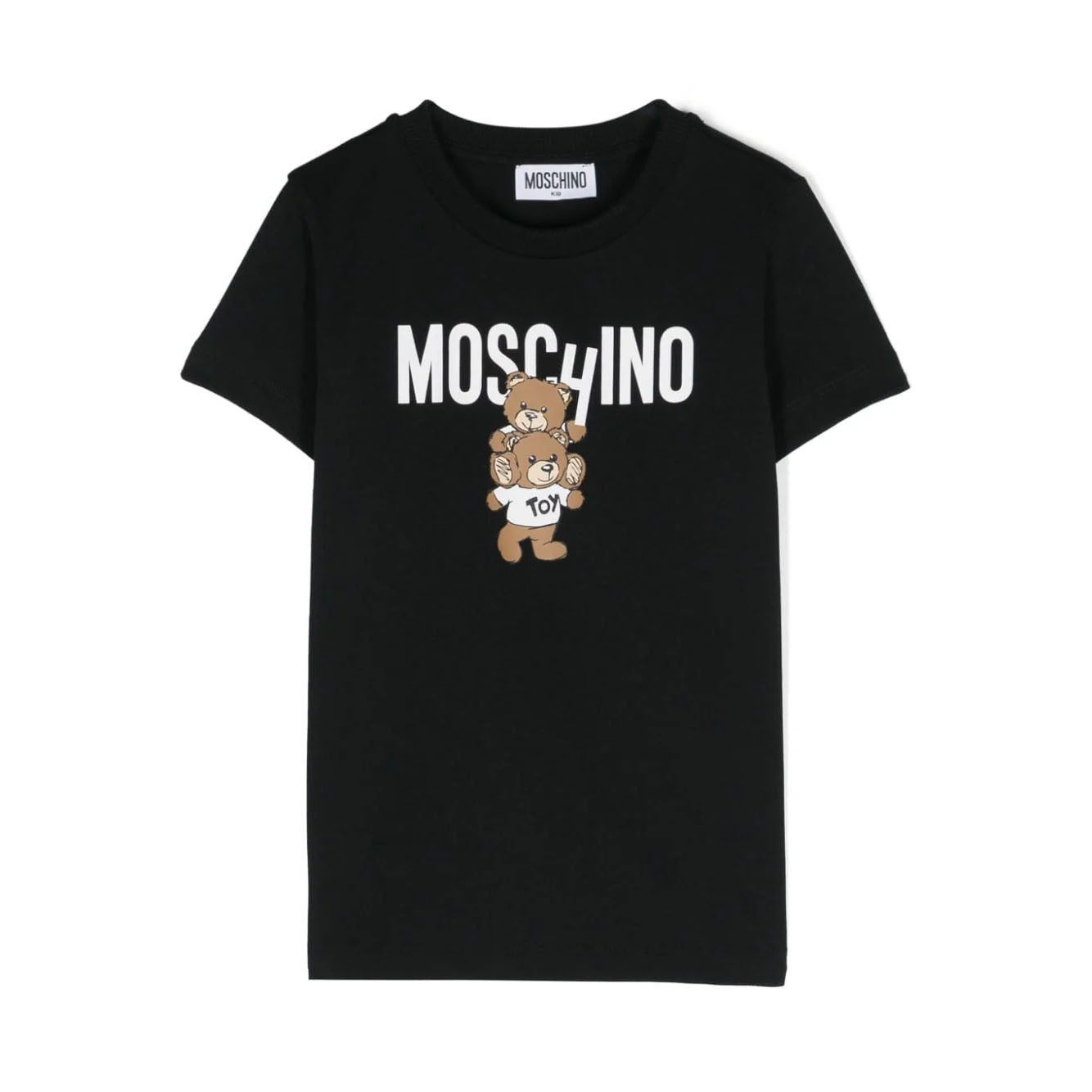 Boys & Girls Black Teddy Bear Cotton T-Shirt