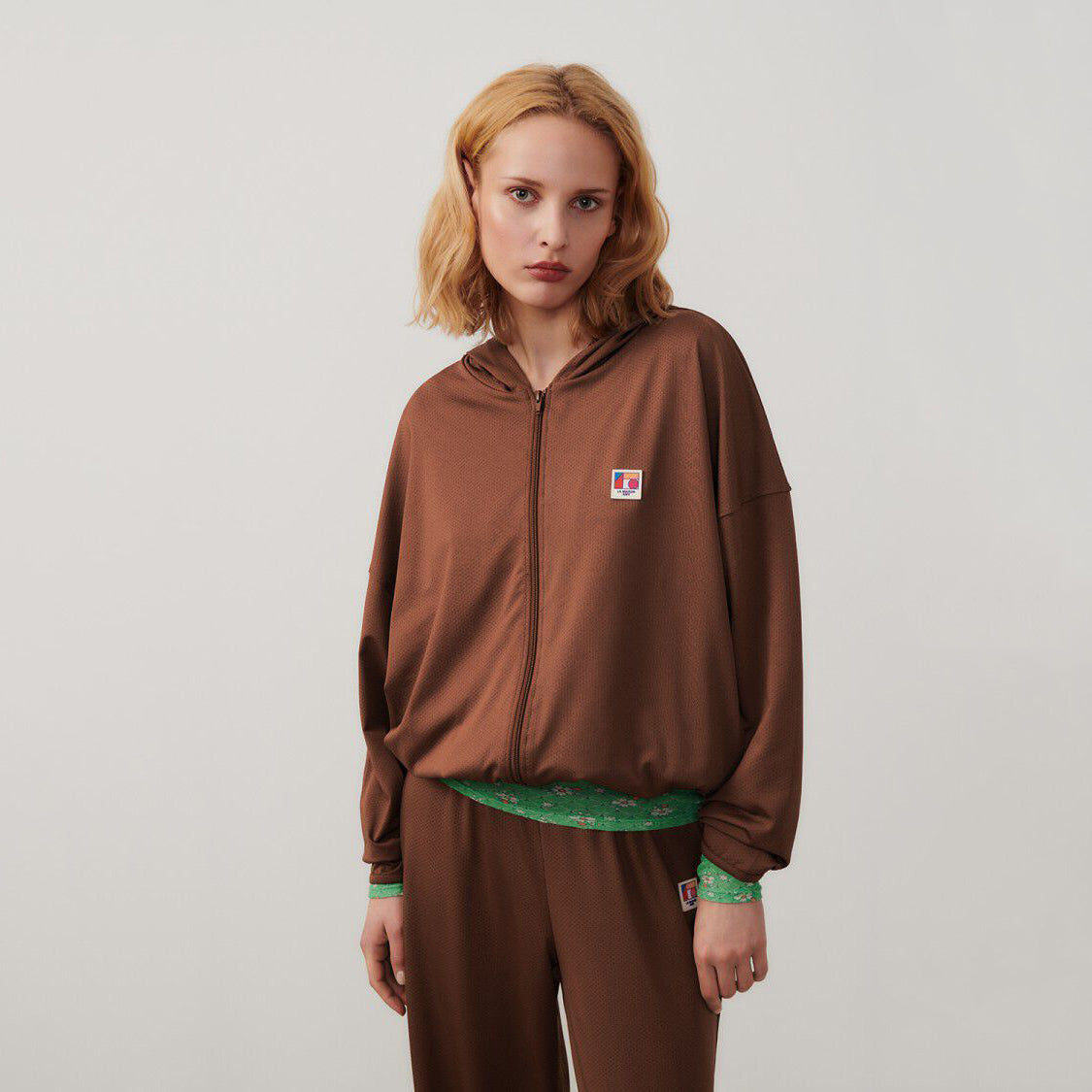 Women Brown Zip-Up Top