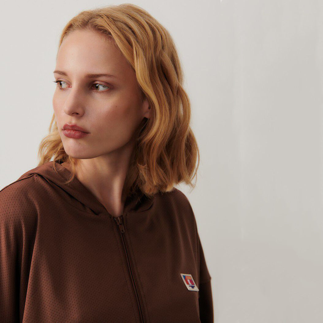 Women Brown Zip-Up Top