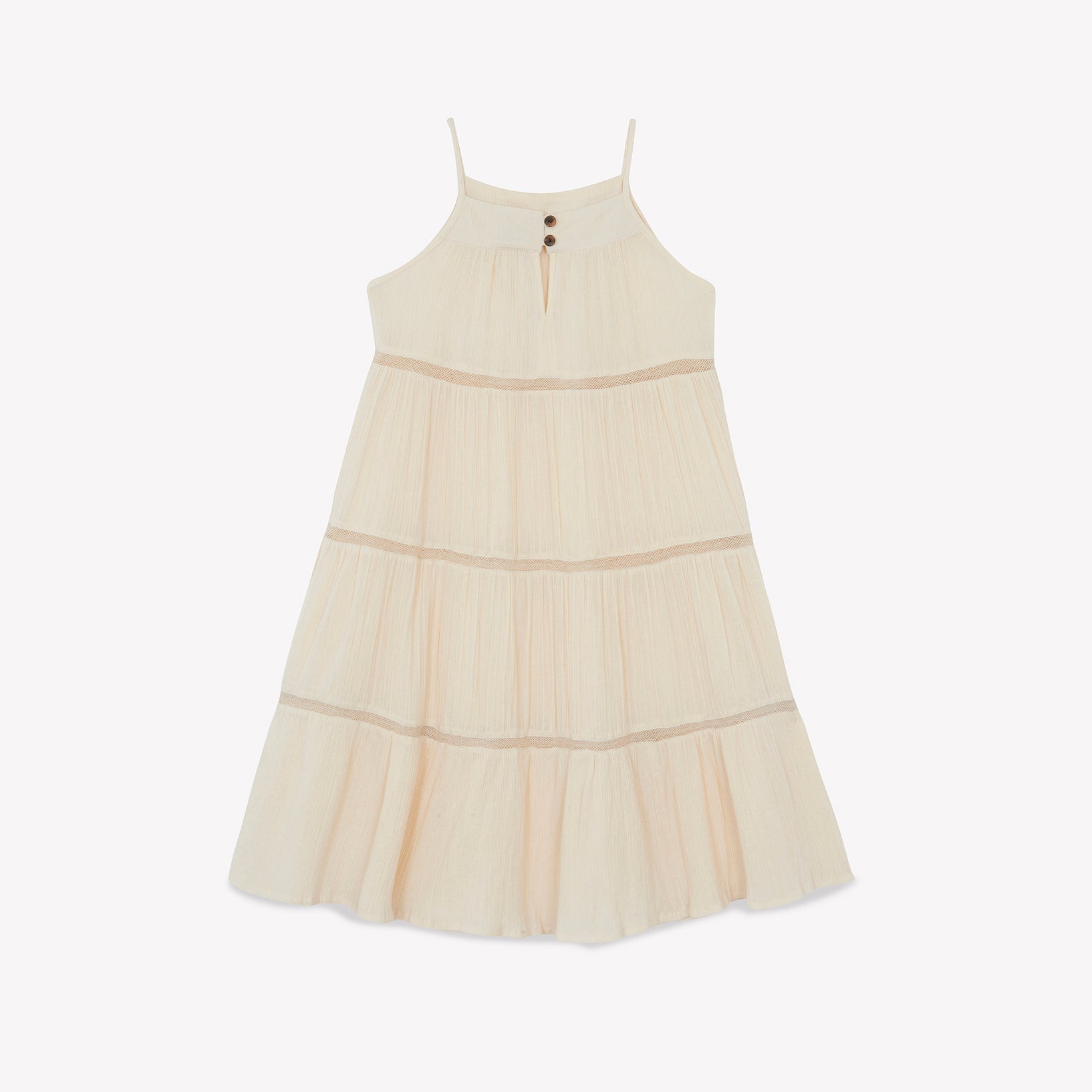 Girls Cream Yellow Cotton Dress