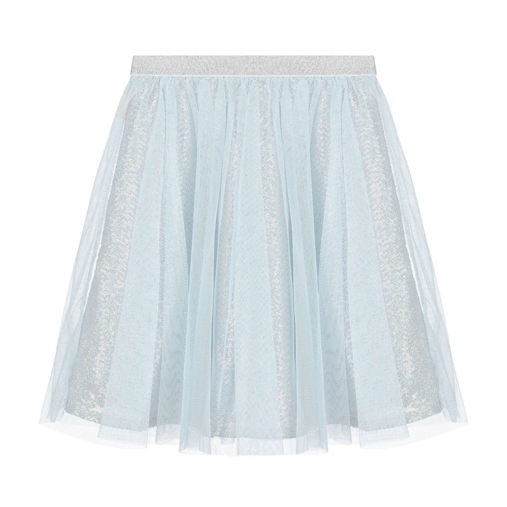 Girls Ice Blue Sequin Tulle Skirt