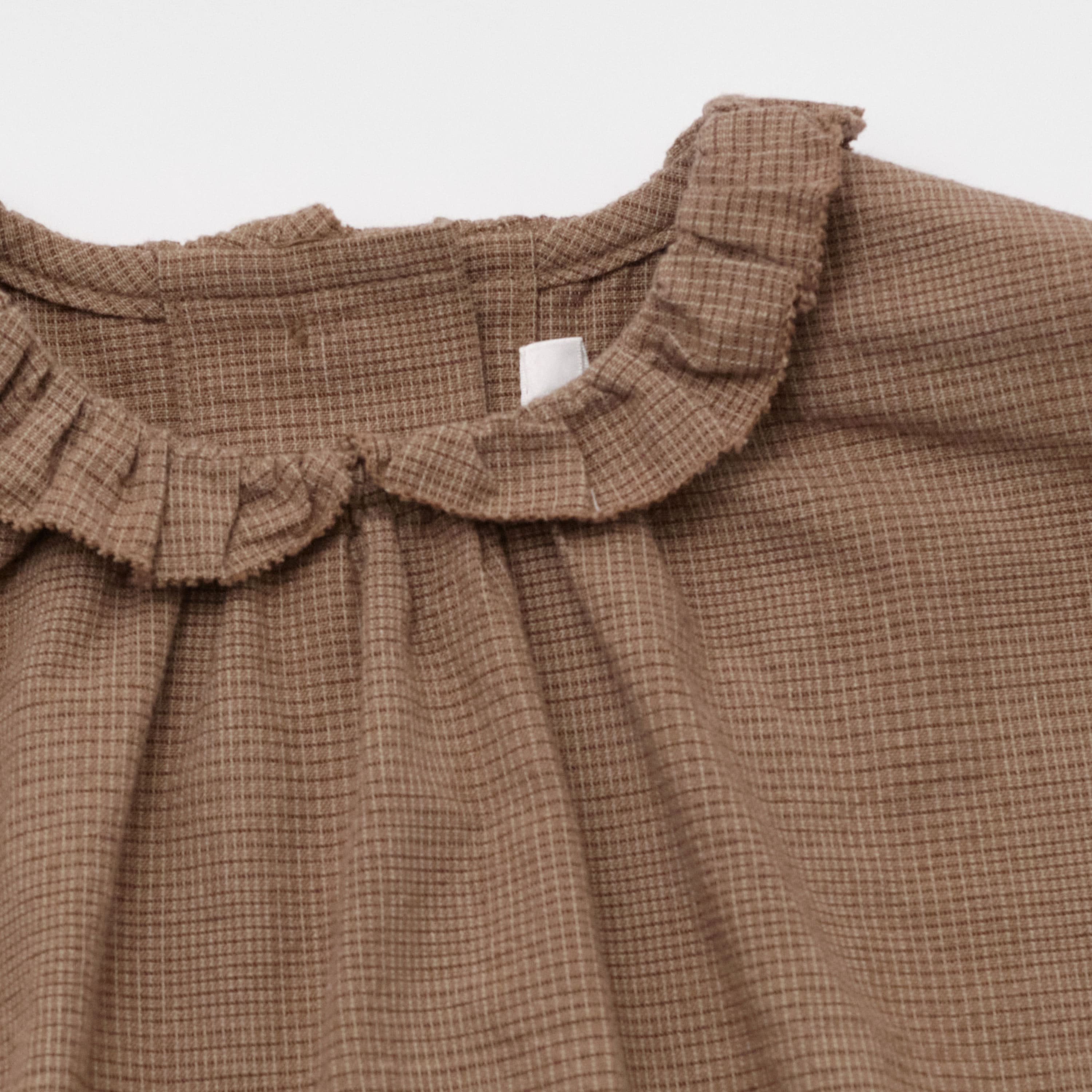 Girls Brown Check Cotton Shirt