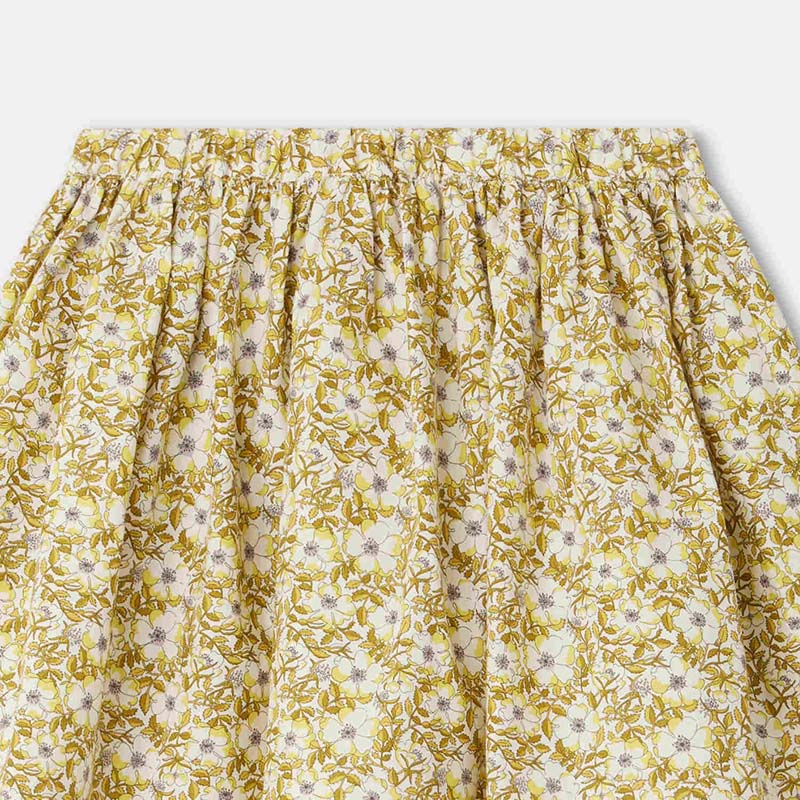 Girls Yellow Floral Cotton Skirt