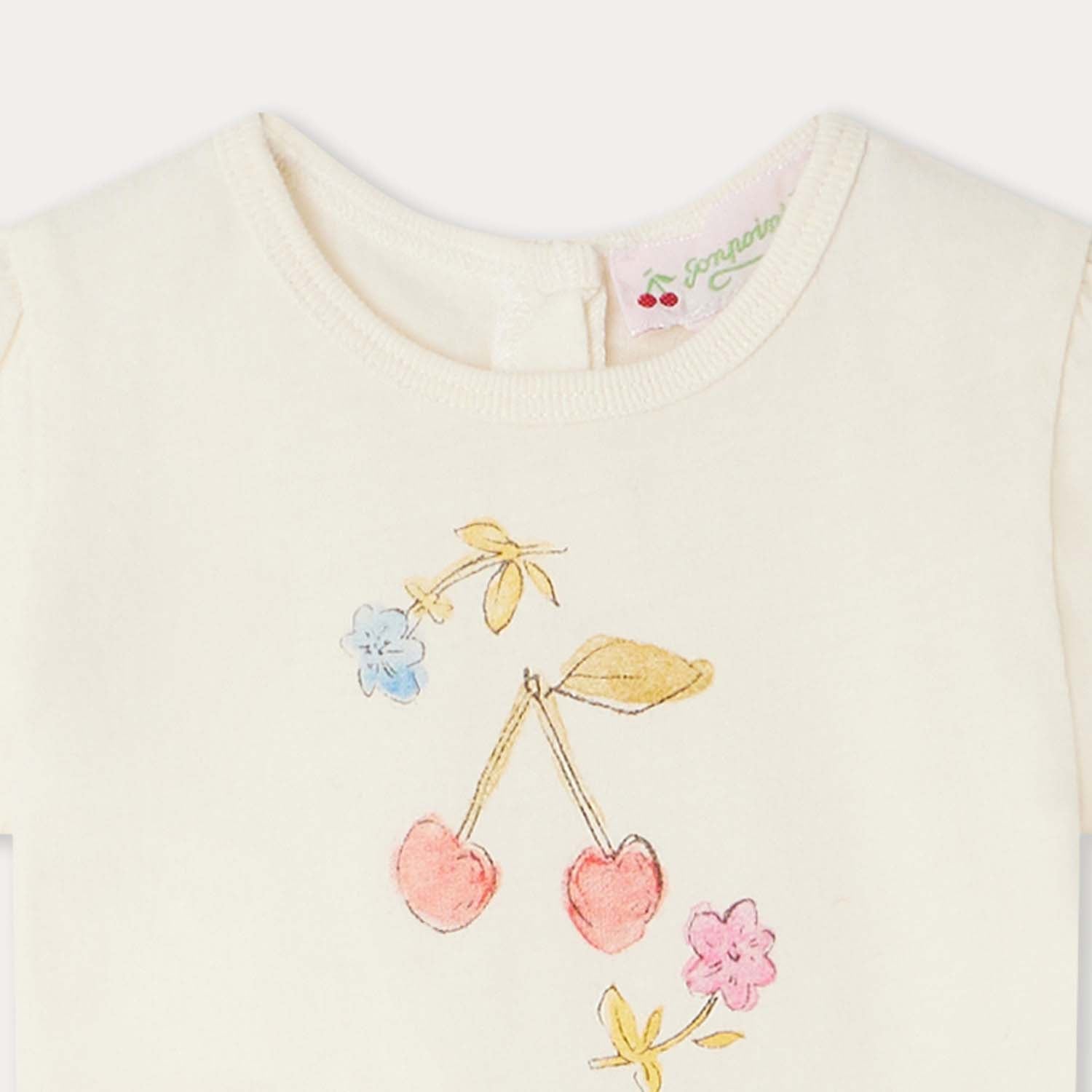 Baby Girls White Printed Cotton T-Shirt