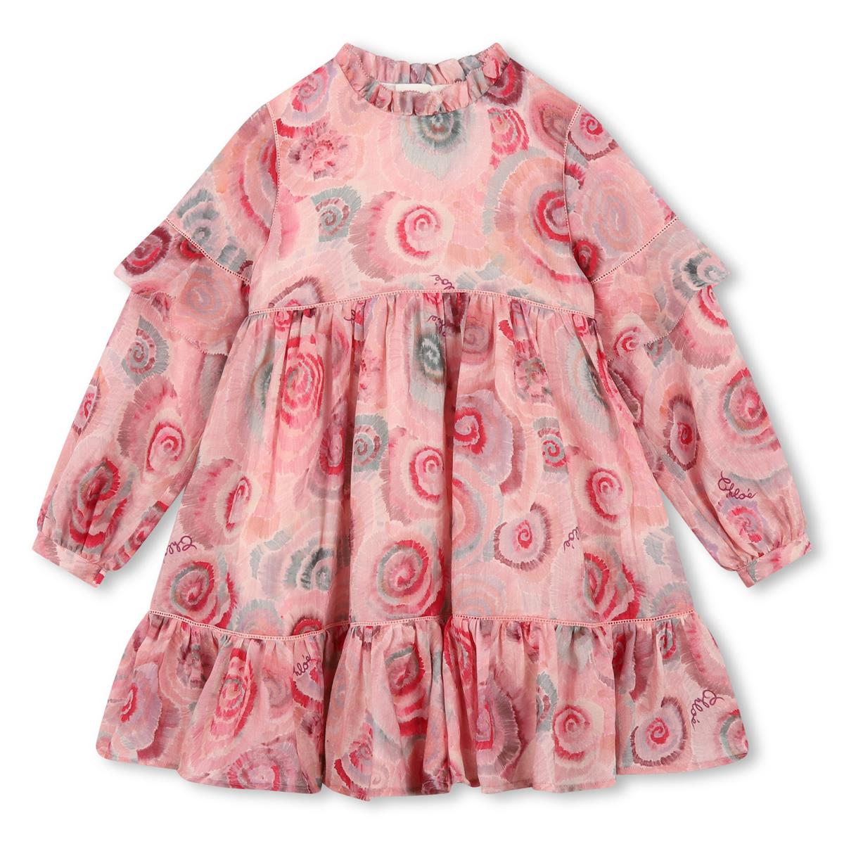 Girls Pink Flower Wool Dress